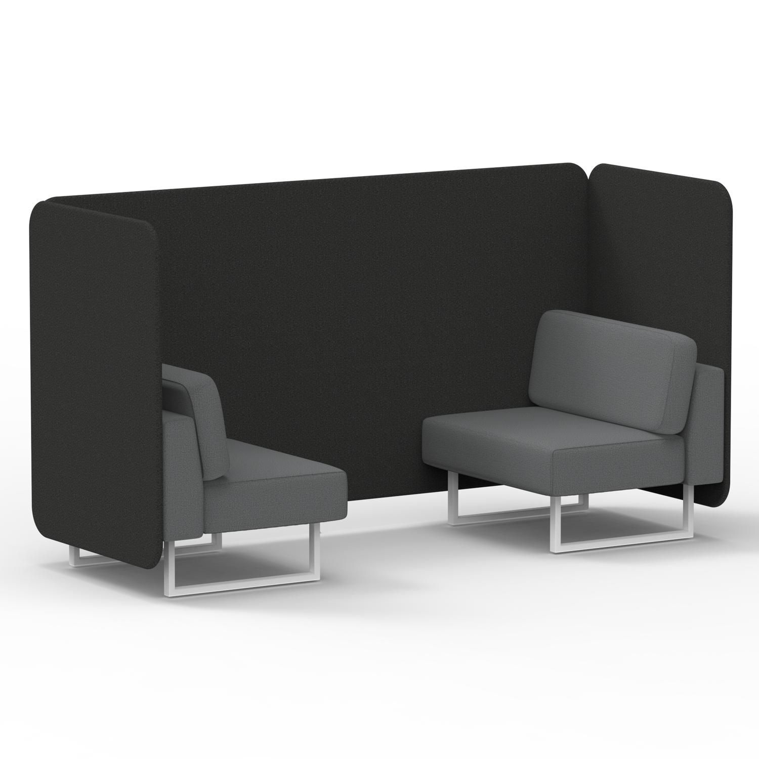 Brixworth 2 Seater Bench Booth With White Legs In Synergy Fabric - Mix Panels And Partner Sofa