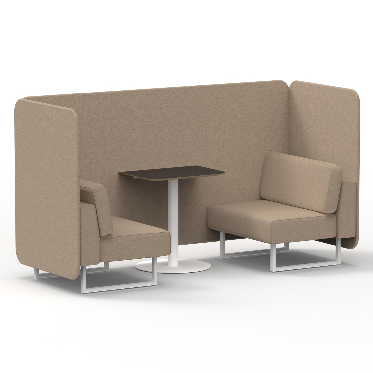 Brixworth 2 Seater Bench Booth With White Legs And Black Table With White Leg In Synergy Fabric - Affix Panels And Sofa