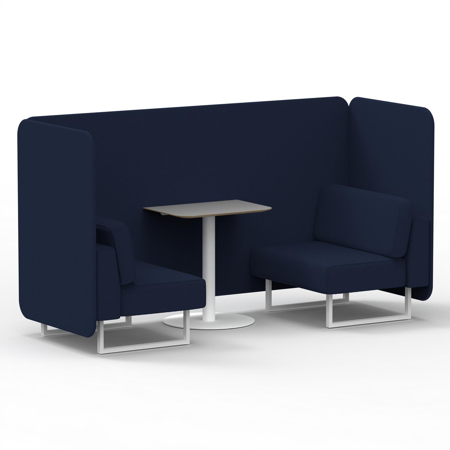 Brixworth 2 Seater Bench Booth With White Legs And Grey Table With White Leg In Synergy Fabric - Alike Panels And Sofa