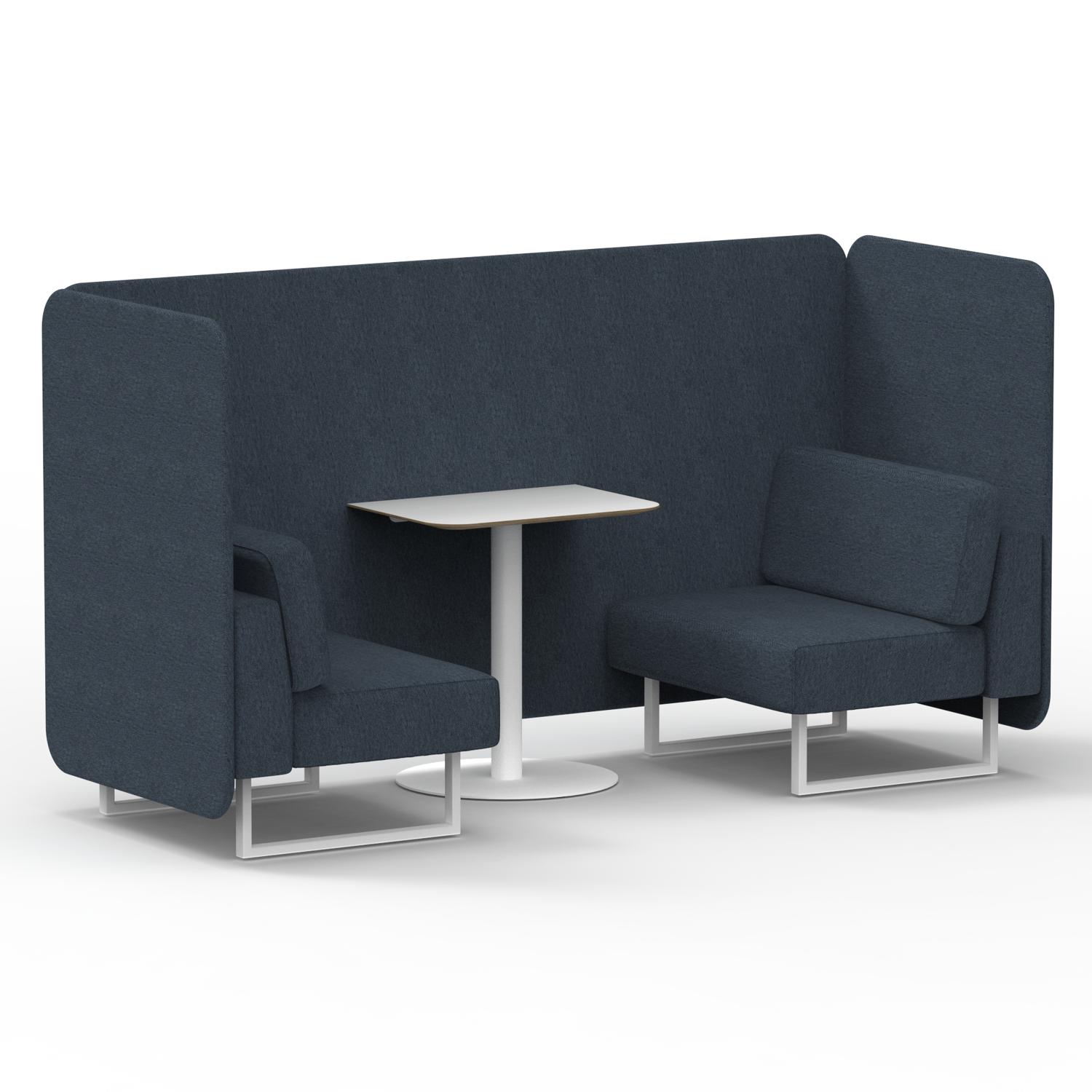 Brixworth 2 Seater Bench Booth With White Legs And White Table With White Leg In Rivet Fabric - Crucible Panels And Sofa