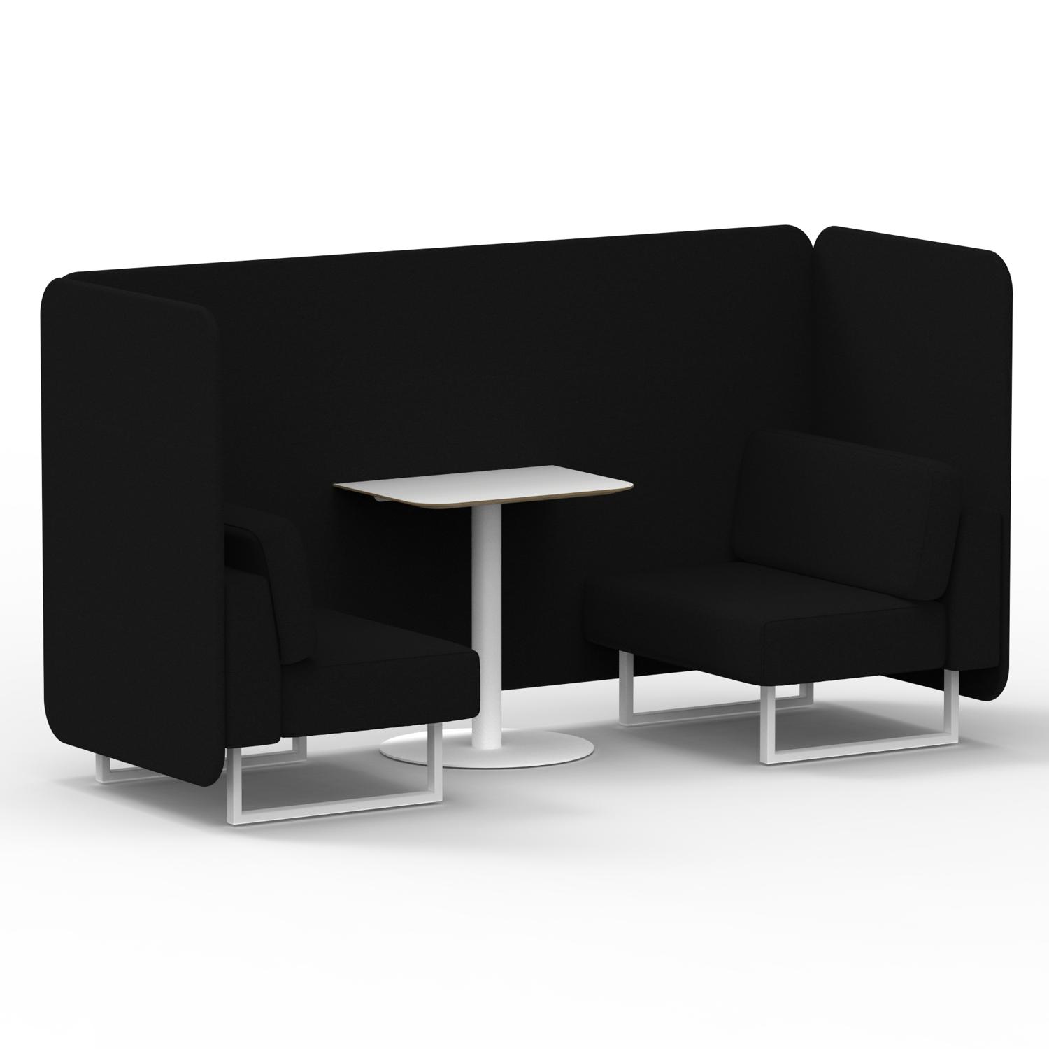 Brixworth 2 Seater Bench Booth With White Legs And White Table With White Leg In X2 Fabric - Diameter Panels And Sofa