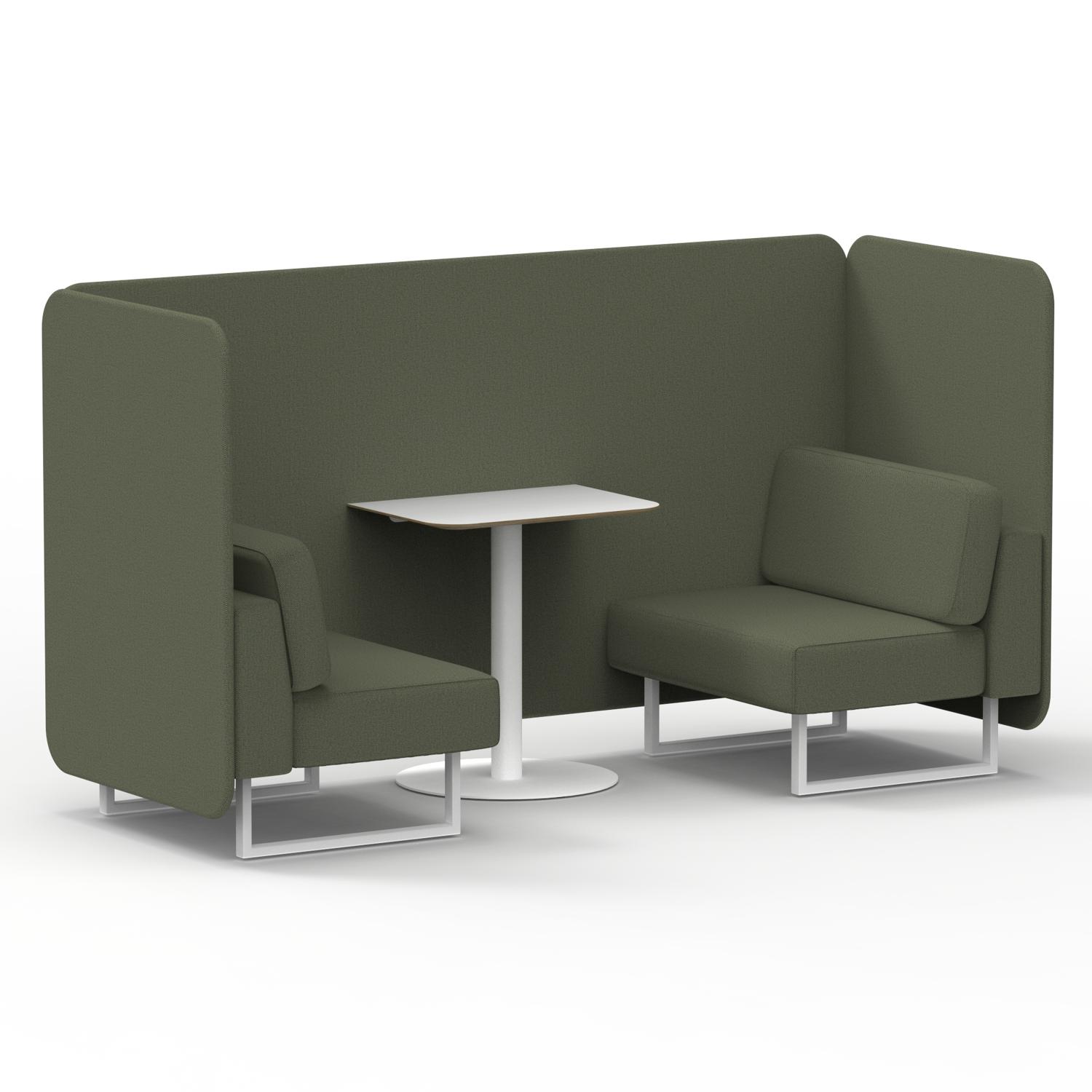 Brixworth 2 Seater Bench Booth With White Legs And White Table With White Leg In Main Line Flax Fabric - Monument Panels And Sofa
