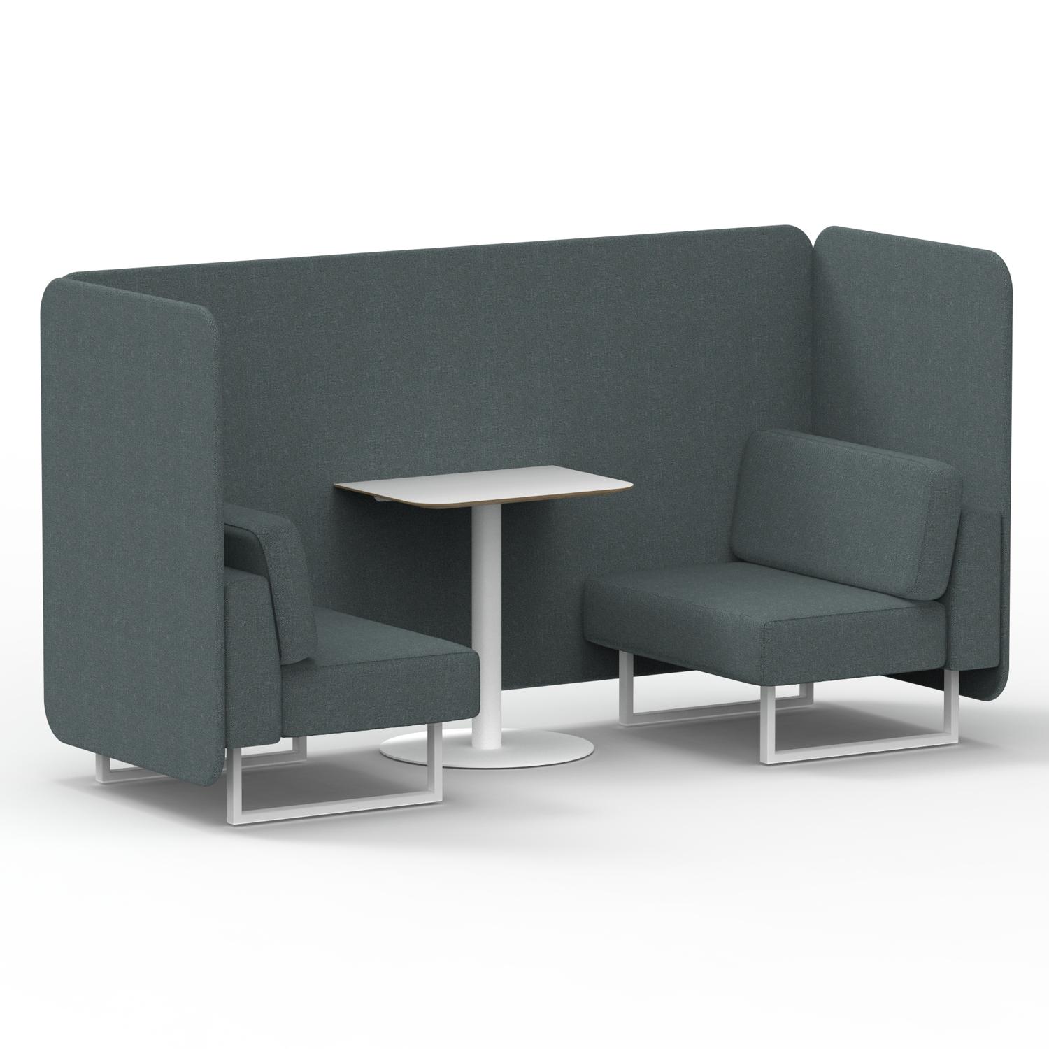 Brixworth 2 Seater Bench Booth With White Legs And White Table With White Leg In Main Line Flax Fabric - Westminster Panels And Sofa