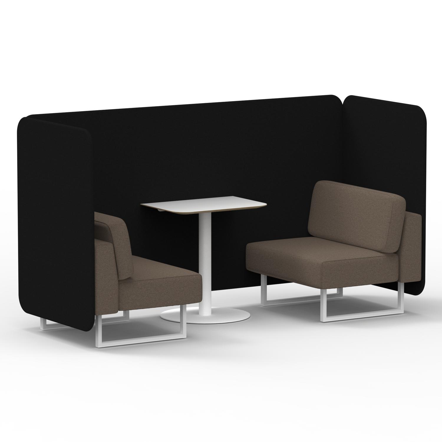 Brixworth 2 Seater Bench Booth With White Legs And White Table With White Leg In X2 Fabric - Diameter Panels And Theory Sofa