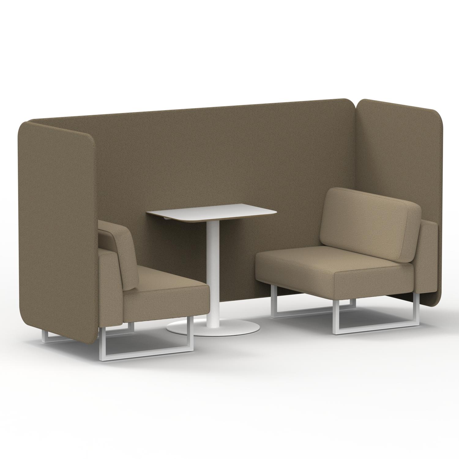 Brixworth 2 Seater Bench Booth With White Legs And White Table With White Leg In Main Line Flax Fabric - Bank Panels And Upminster Sofa