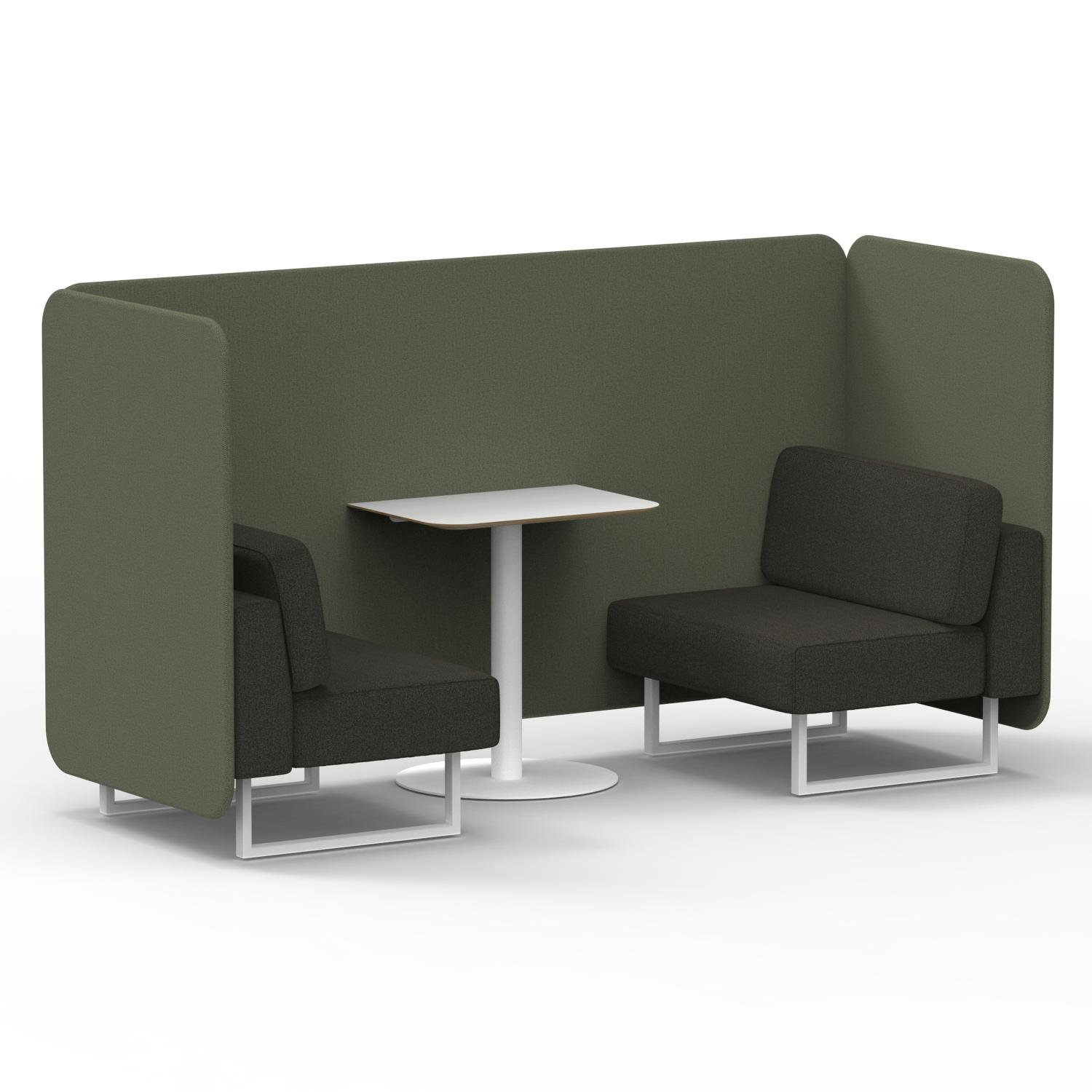 Brixworth 2 Seater Bench Booth With White Legs And White Table With White Leg In Main Line Flax Fabric - Monument Panels And Temple Sofa