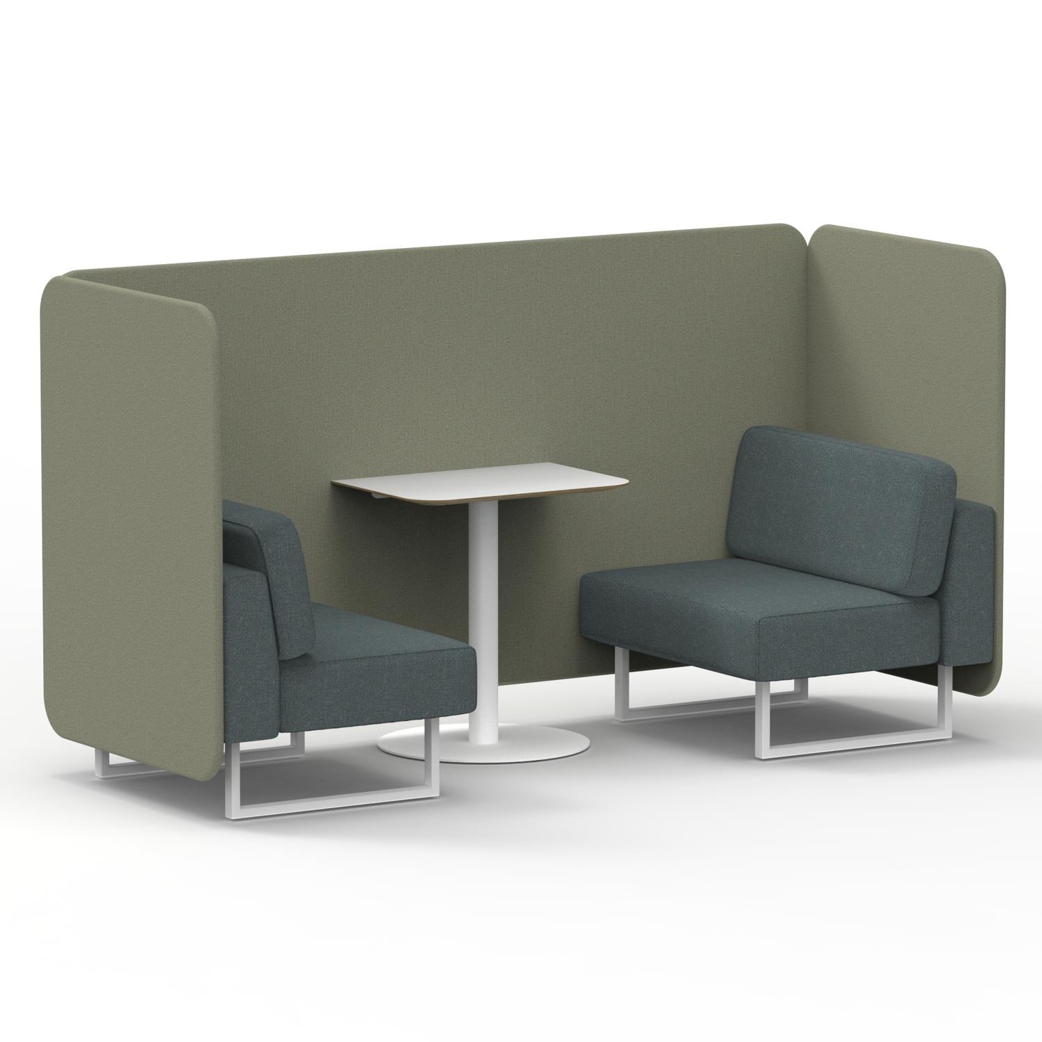 Brixworth 2 Seater Bench Booth With White Legs And White Table With White Leg In Main Line Flax Fabric - Newbury Panels And Westminster Sofa