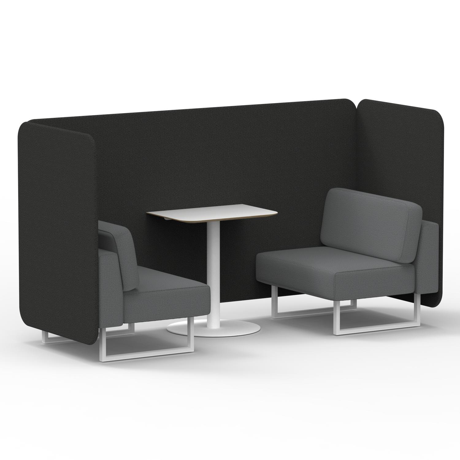 Brixworth 2 Seater Bench Booth With White Legs And White Table With White Leg In Synergy Fabric - Mix Panels And Partner Sofa