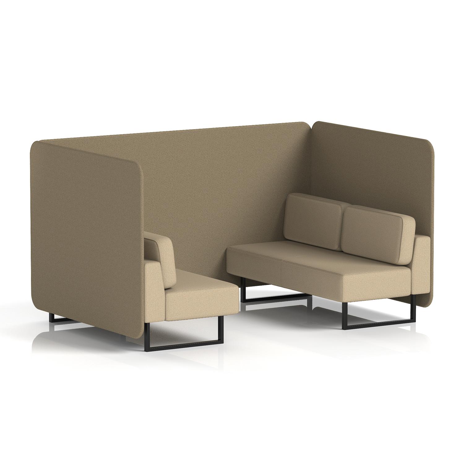 Brixworth 4 Seater Bench Booth With Black Legs In Main Line Flax Fabric - Bank Panels And Upminster Sofa