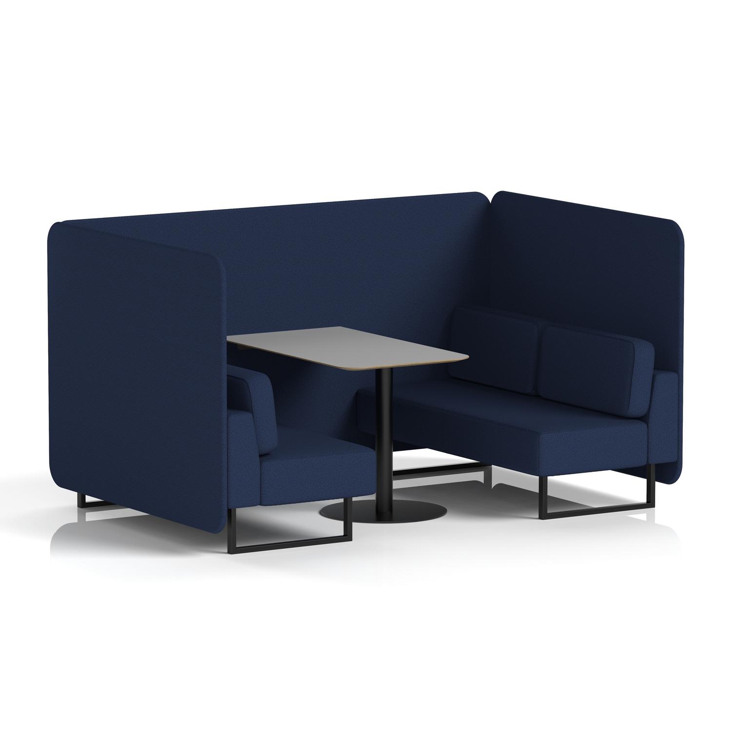 Brixworth 4 Seater Bench Booth With Black Legs And Grey Table With Black Leg In Synergy Fabric - Alike Panels And Sofa