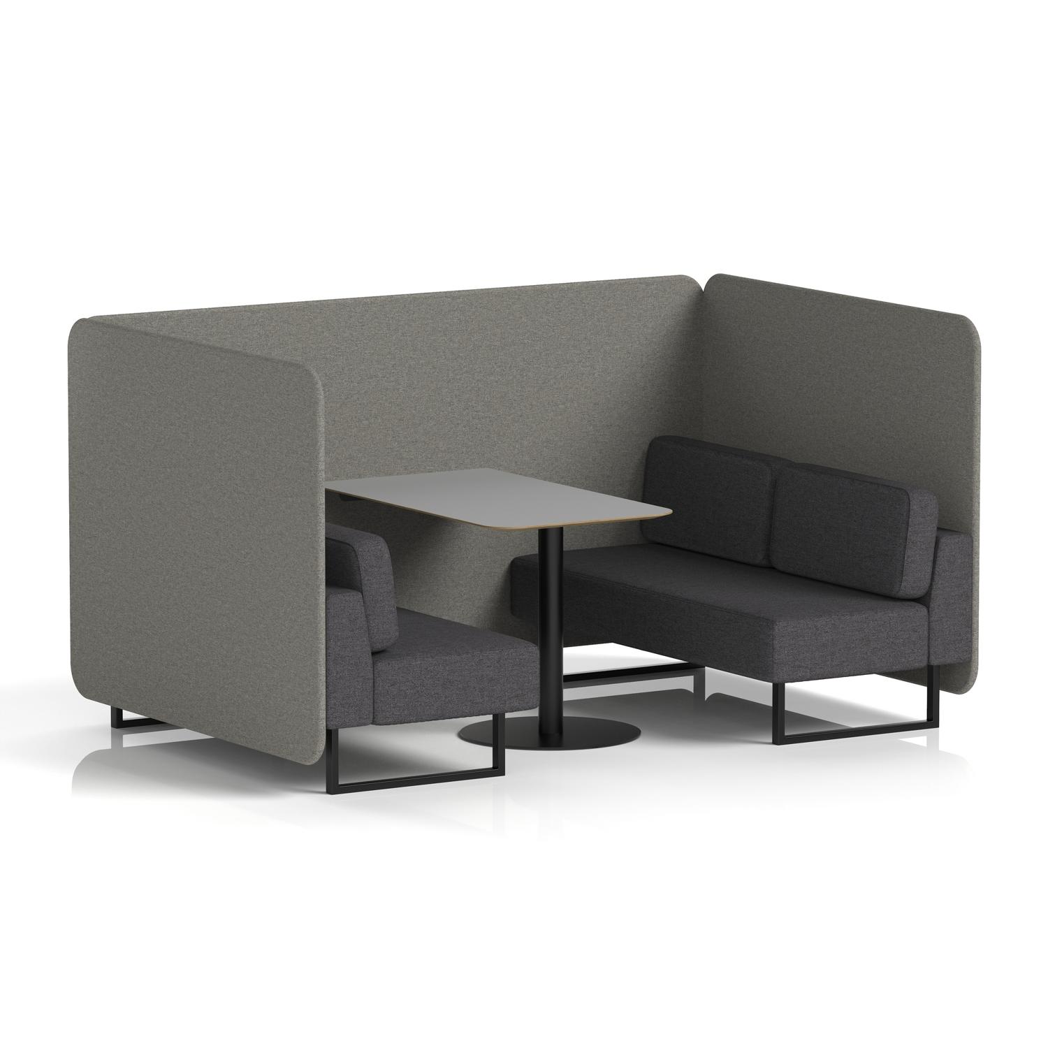 Brixworth 4 Seater Bench Booth With Black Legs And Grey Table With Black Leg In X2 Fabric - Number Panels And Arithmetic Sofa
