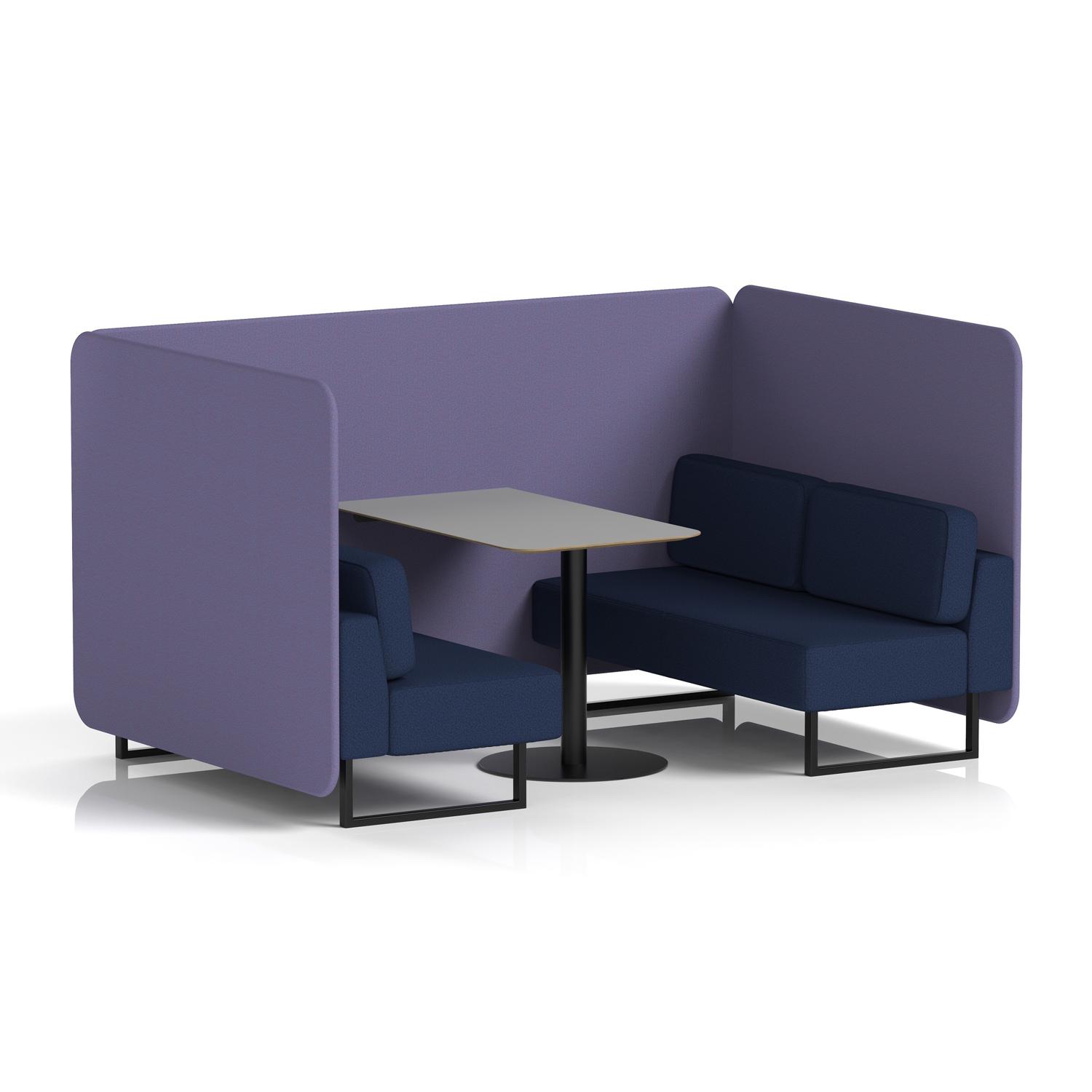 Brixworth 4 Seater Bench Booth With Black Legs And Grey Table With Black Leg In Synergy Fabric - Order Panels And Alike Sofa