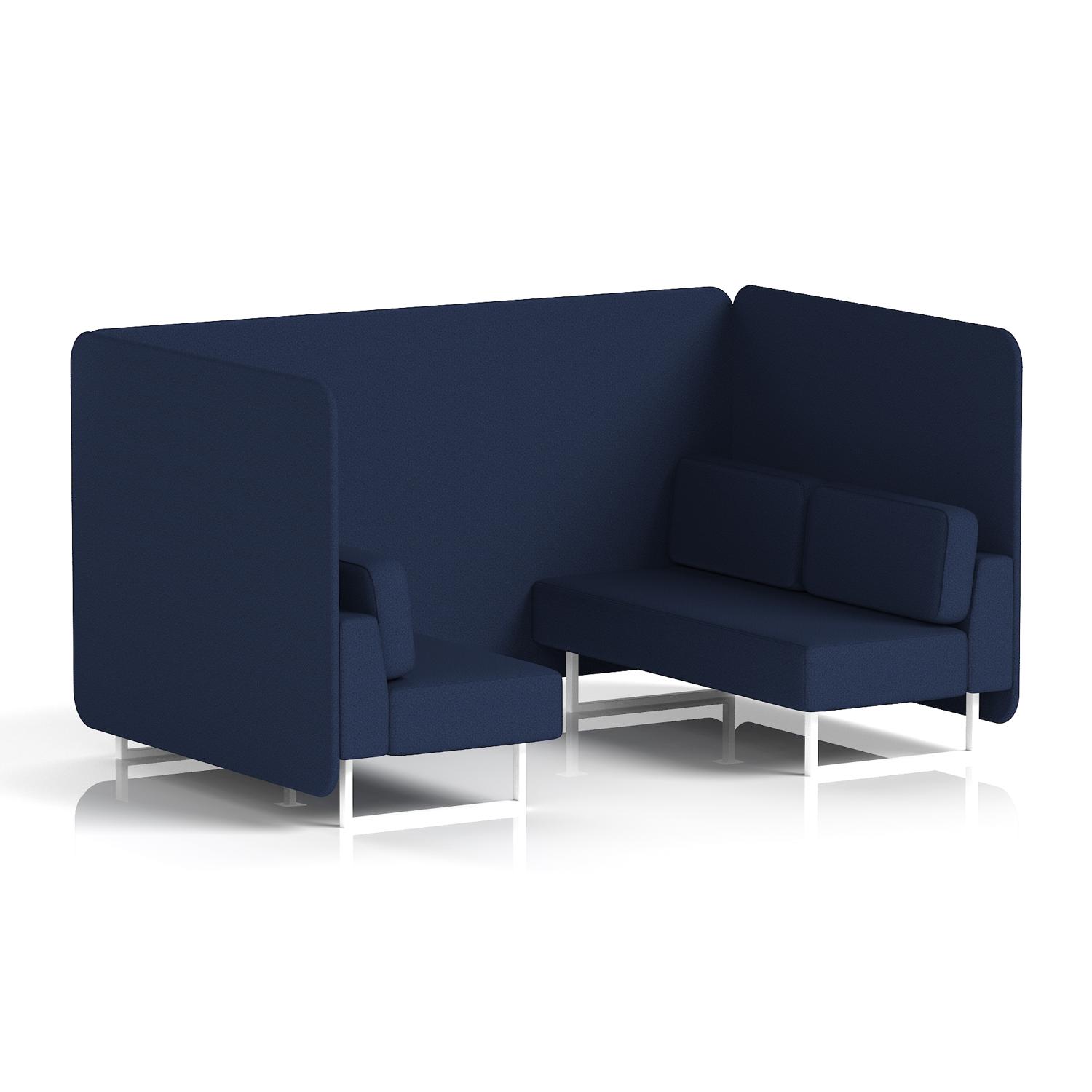 Brixworth 4 Seater Bench Booth With White Legs In Synergy Fabric - Alike Panels And Sofa