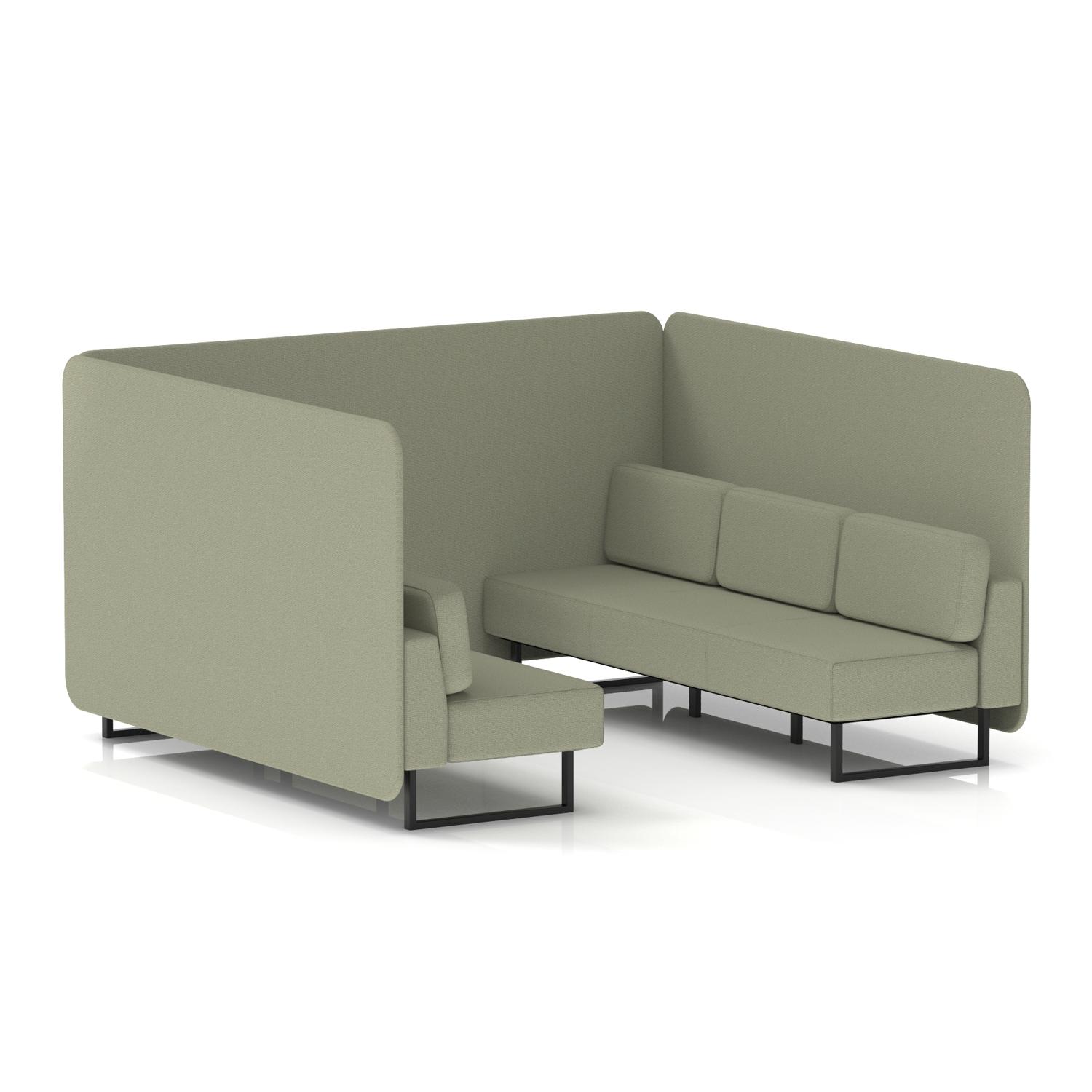 Brixworth 6 Seater Bench Booth With Black Legs In Main Line Flax Fabric - Newbury Panels And Sofa