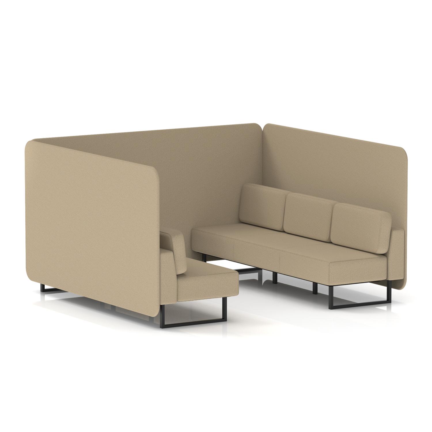 Brixworth 6 Seater Bench Booth With Black Legs In Main Line Flax Fabric - Upminster Panels And Sofa