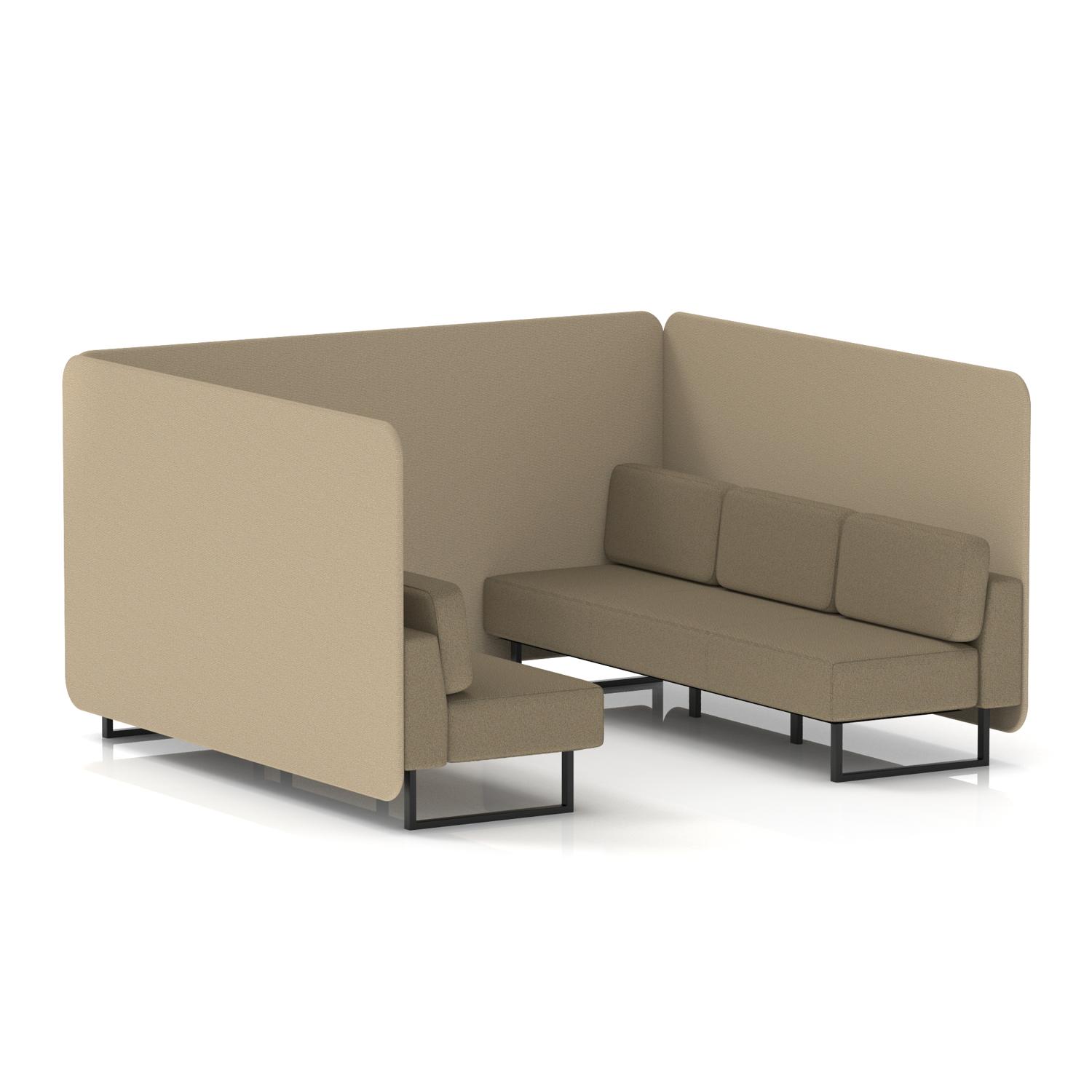 Brixworth 6 Seater Bench Booth With Black Legs In Main Line Flax Fabric - Upminster Panels And Bank Sofa