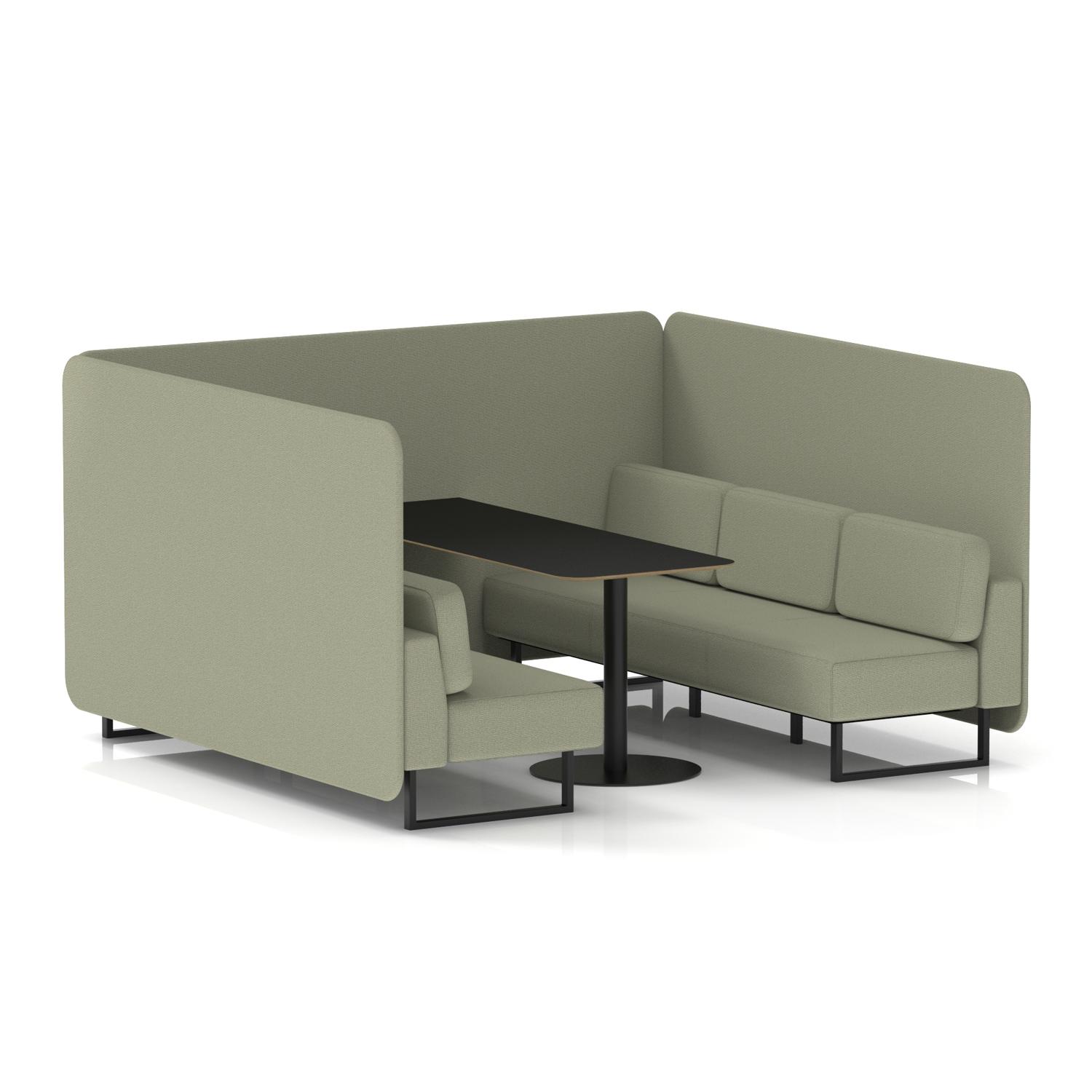 Brixworth 6 Seater Bench Booth With Black Legs And Black Table With Black Leg In Main Line Flax Fabric - Newbury Panels And Sofa