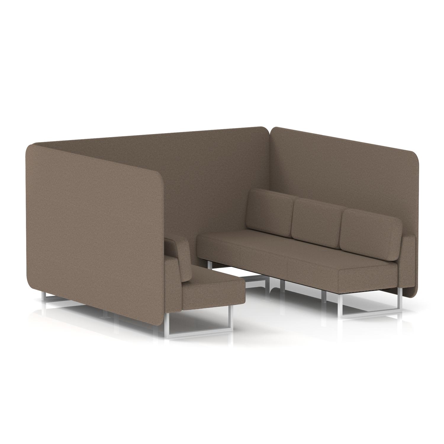 Brixworth 6 Seater Bench Booth With White Legs In X2 Fabric - Theory Panels And Sofa