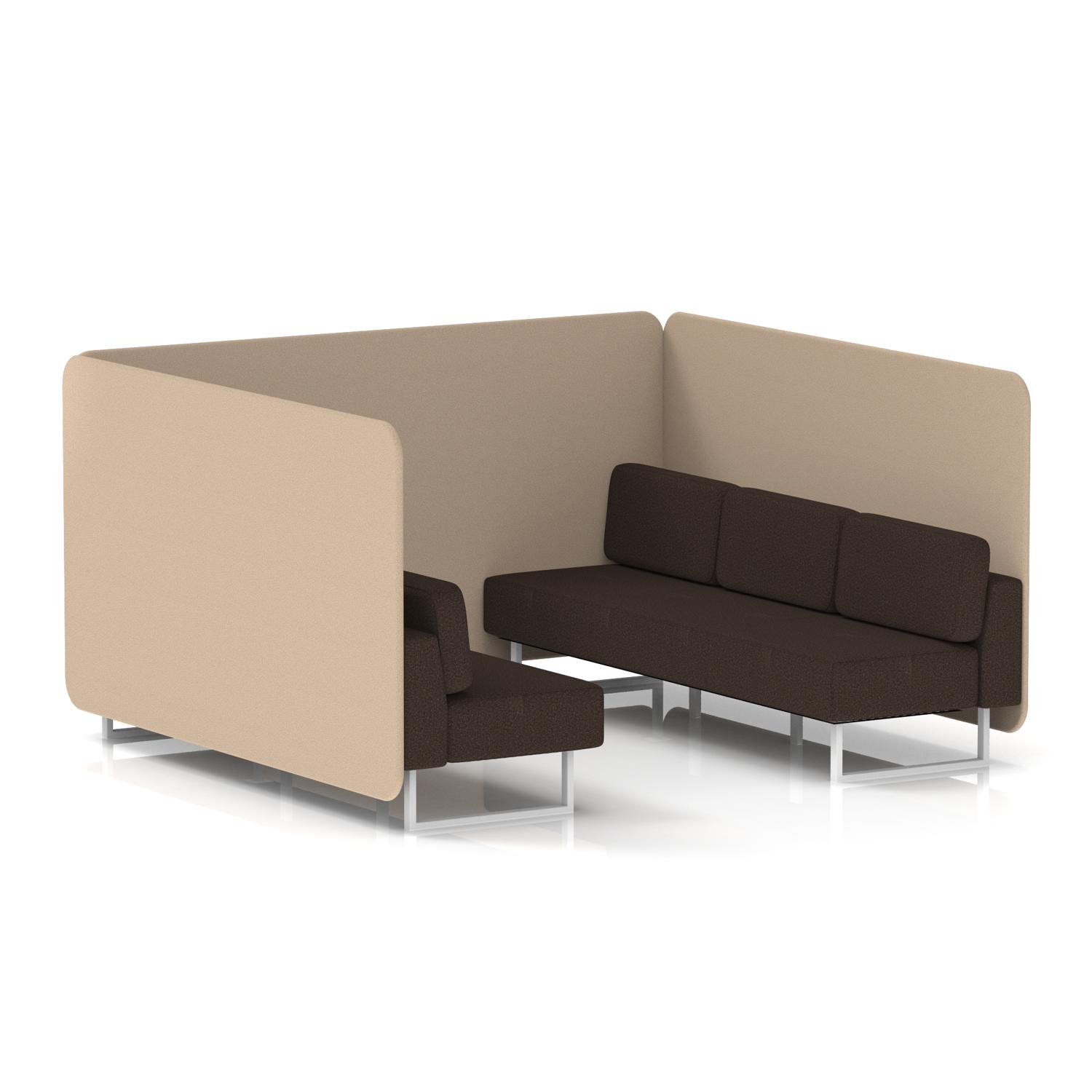 Brixworth 6 Seater Bench Booth With White Legs In Synergy Fabric - Affix Panels And Wed Sofa