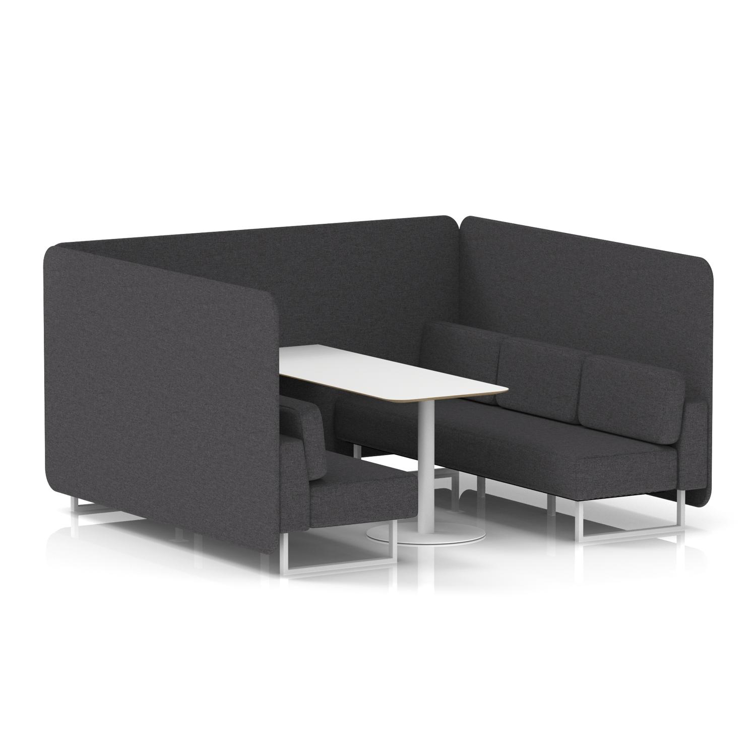 Brixworth 6 Seater Bench Booth With White Legs And White Table With White Leg In X2 Fabric - Arithmetic Panels And Sofa