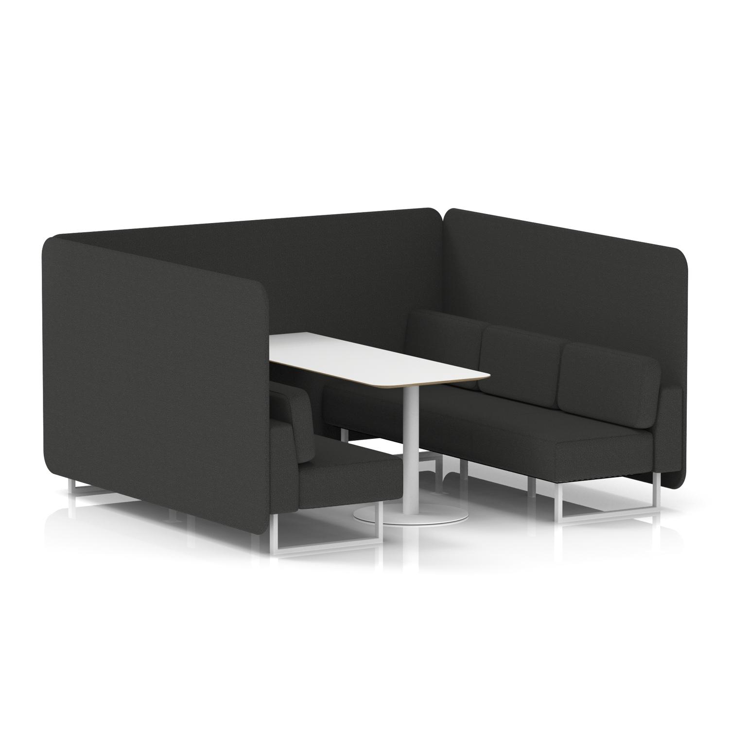 Brixworth 6 Seater Bench Booth With White Legs And White Table With White Leg In Synergy Fabric - Mix Panels And Sofa