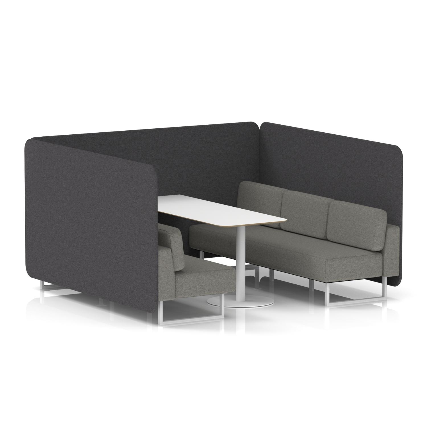 Brixworth 6 Seater Bench Booth With White Legs And White Table With White Leg In X2 Fabric - Arithmetic Panels And Number Sofa