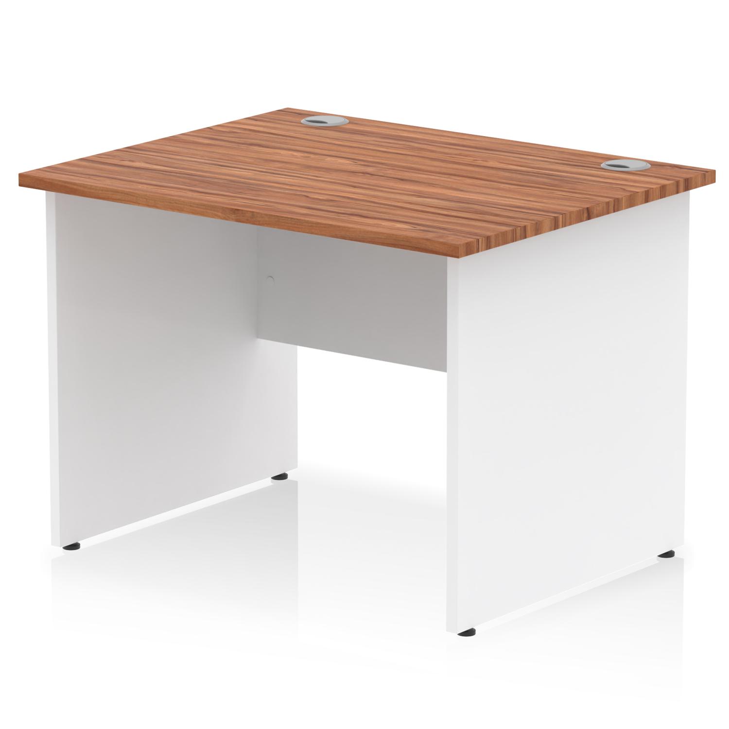 Impulse 1000 x 800mm Straight Office Desk Walnut Top White Panel End Leg Impulse 1000 x 800mm Straight Office Desk Walnut Top White Panel End Leg