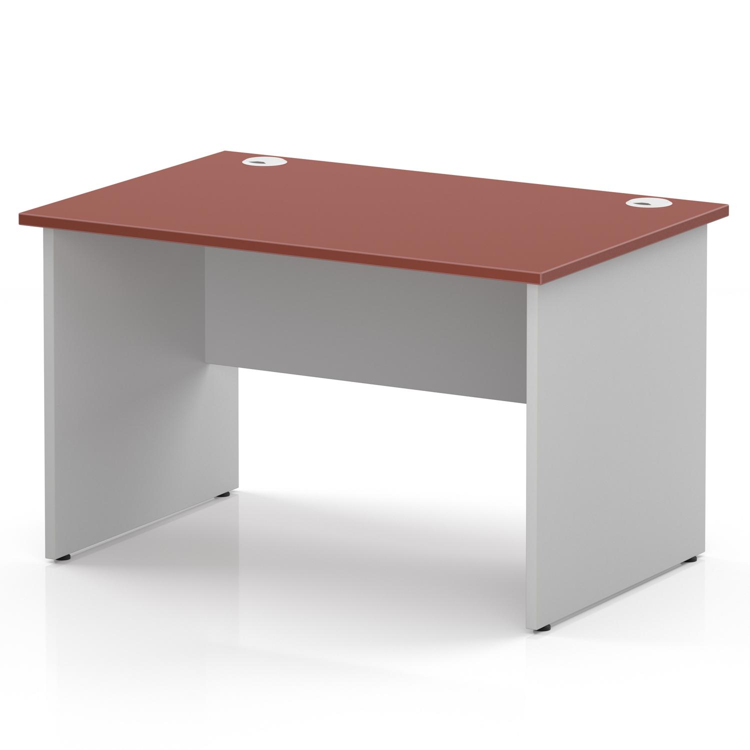 Impulse 1200 x 800mm Straight Office Desk Brick Red Top White Panel End Leg