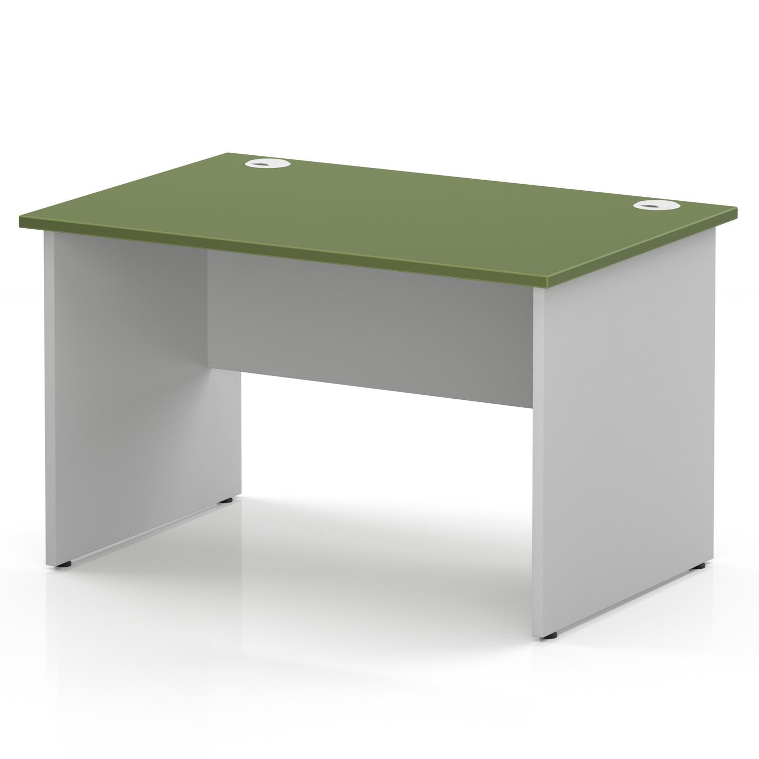 Impulse 1200 x 800mm Straight Office Desk Moss Green Top White Panel End Leg Impulse 1200 x 800mm Straight Office Desk Moss Green Top White Panel End Leg