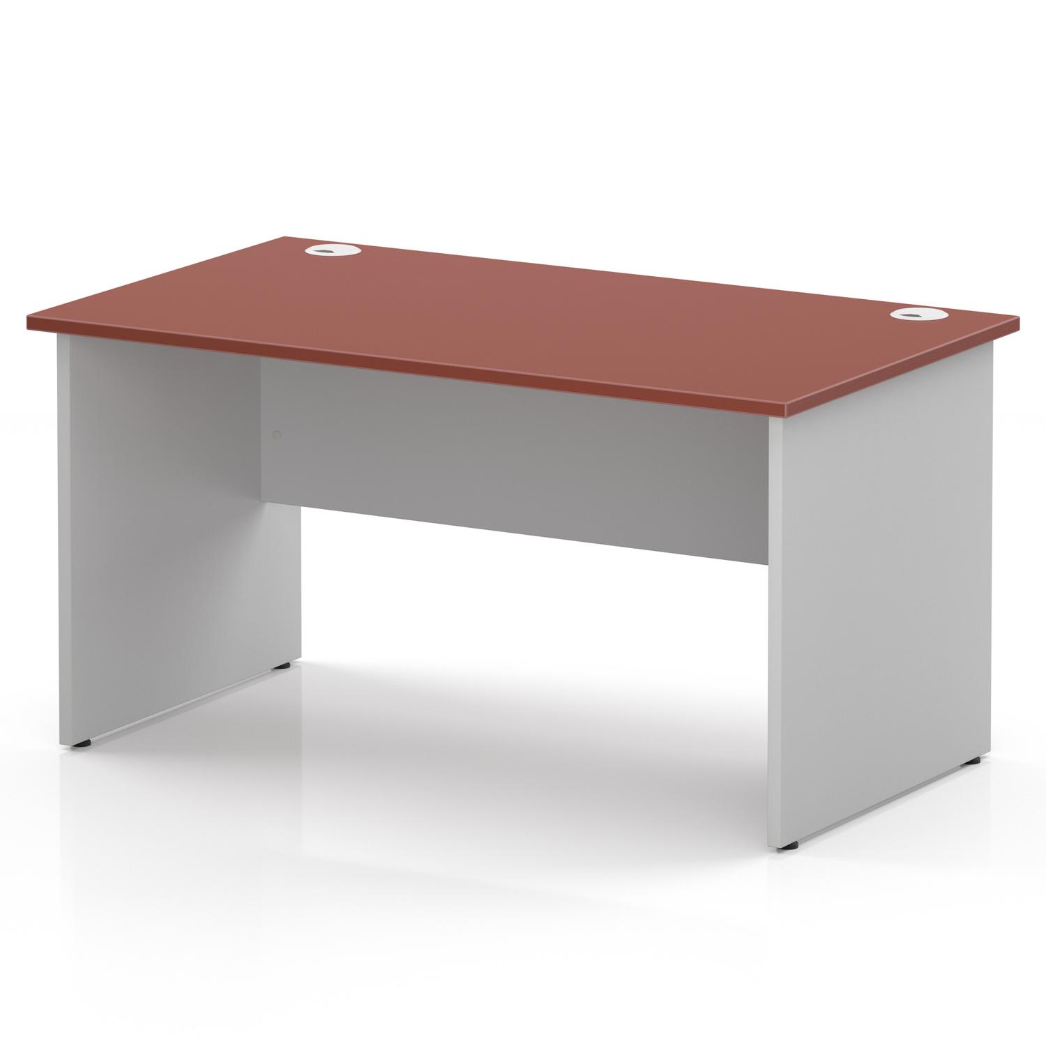 Impulse 1400 x 800mm Straight Office Desk Brick Red Top White Panel End Leg Impulse 1400 x 800mm Straight Office Desk Brick Red Top White Panel End Leg