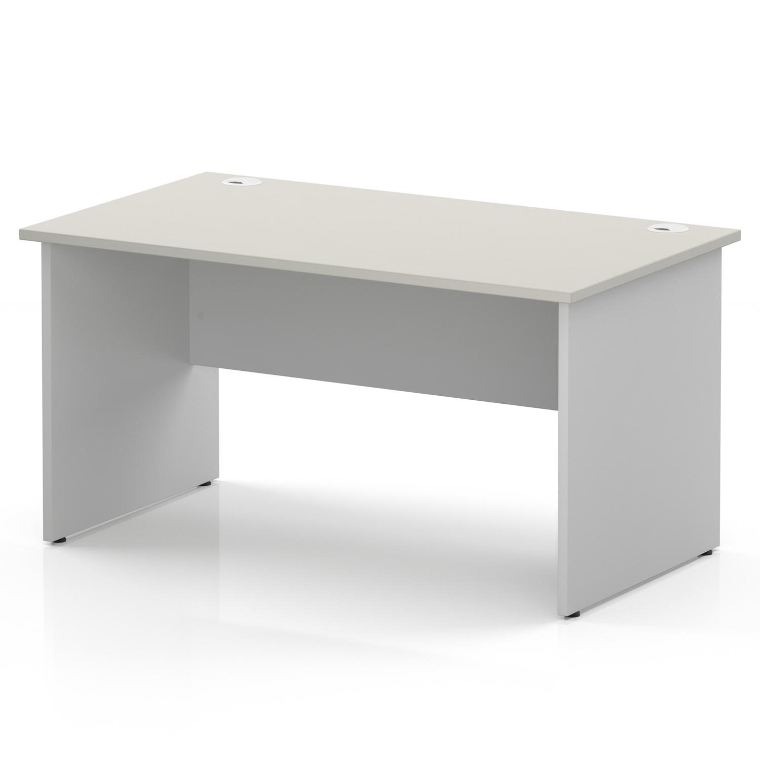 Impulse 1400 x 800mm Straight Office Desk Dove Grey Top White Panel End Leg Impulse 1400 x 800mm Straight Office Desk Dove Grey Top White Panel End Leg