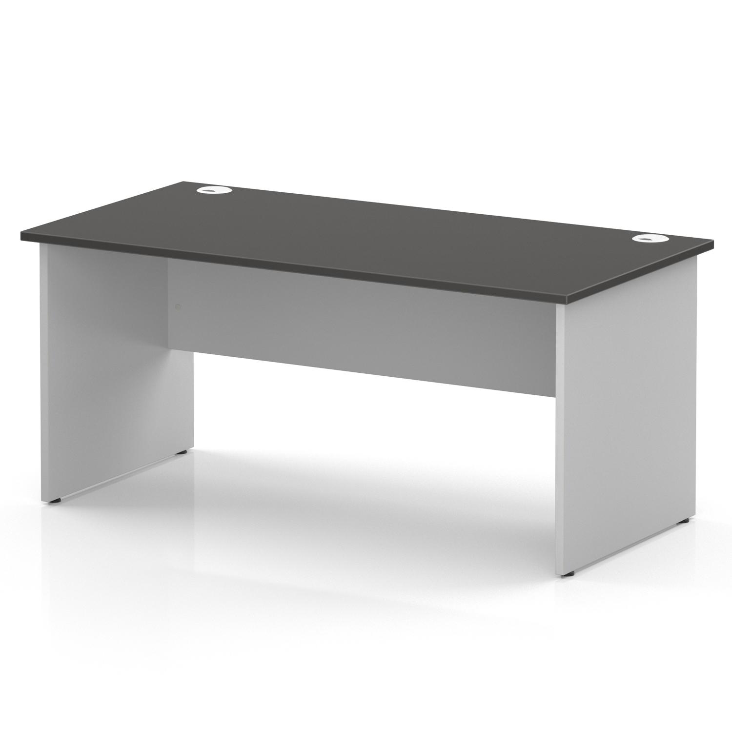 Impulse 1600 x 800mm Straight Office Desk Carbon Grey Top White Panel End Leg Impulse 1600 x 800mm Straight Office Desk Carbon Grey Top White Panel End Leg