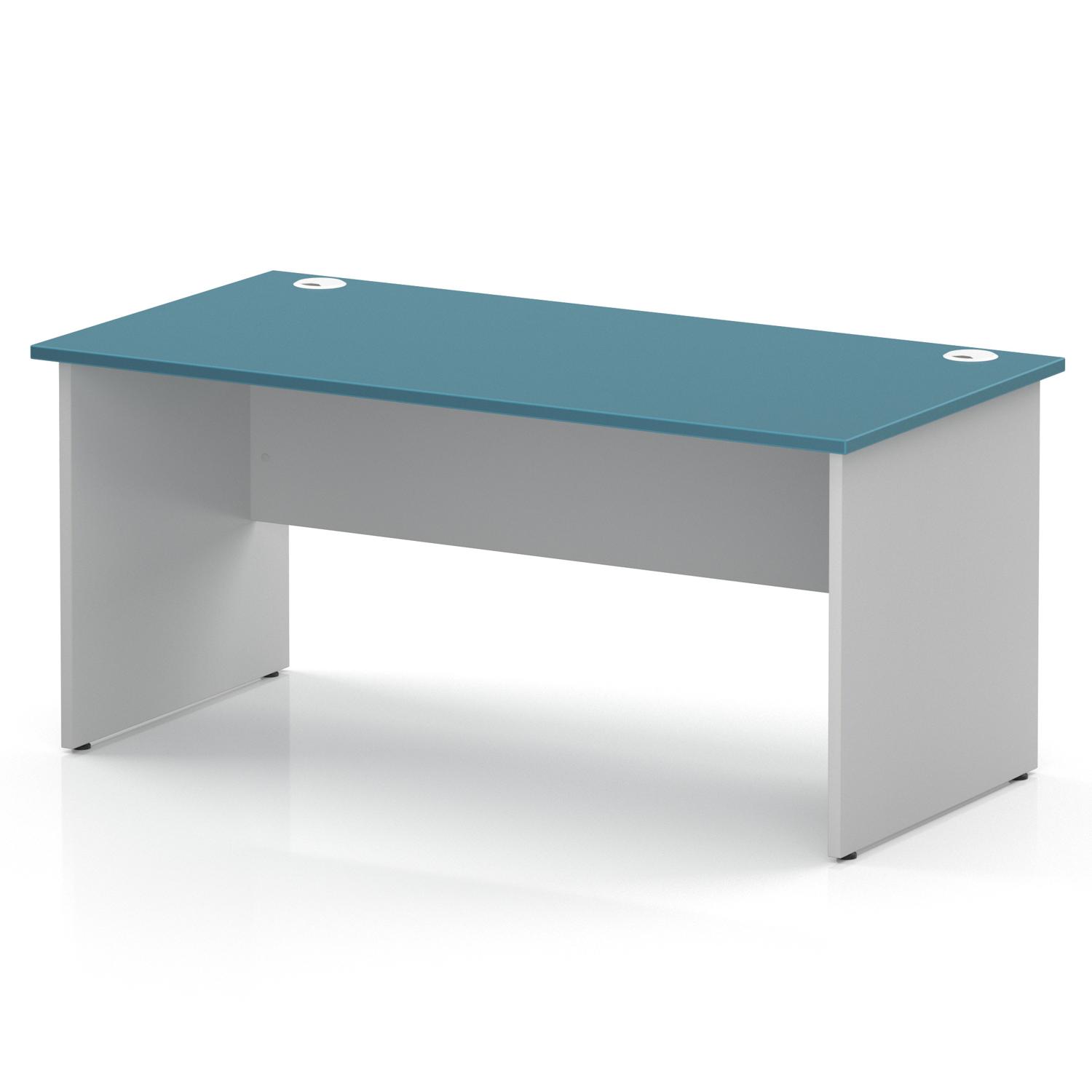 Impulse 1600 x 800mm Straight Office Desk Dark Teal Top White Panel End Leg Impulse 1600 x 800mm Straight Office Desk Dark Teal Top White Panel End Leg