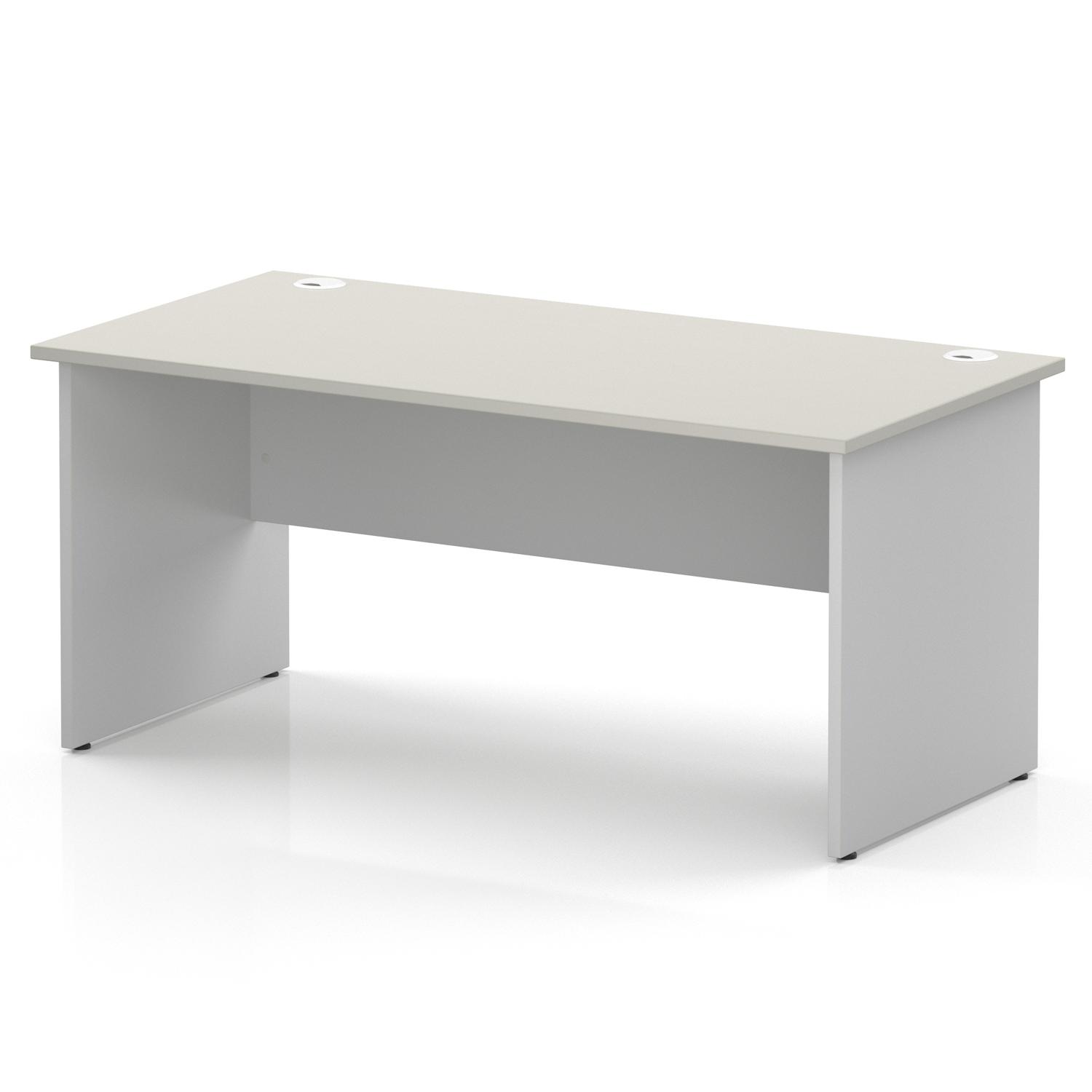 Impulse 1600 x 800mm Straight Office Desk Dove Grey Top White Panel End Leg Impulse 1600 x 800mm Straight Office Desk Dove Grey Top White Panel End Leg