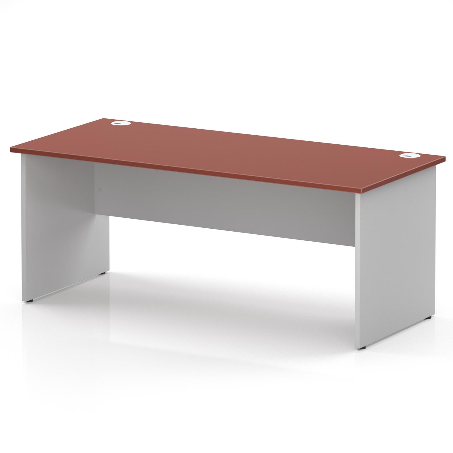 Impulse 1800 x 800mm Straight Office Desk Brick Red Top White Panel End Leg Impulse 1800 x 800mm Straight Office Desk Brick Red Top White Panel End Leg