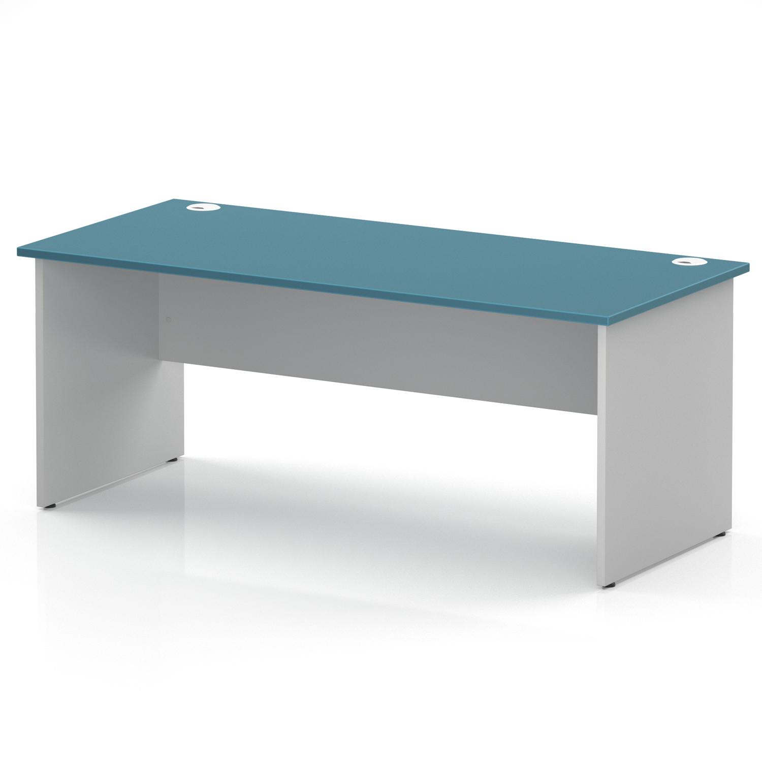 Impulse 1800 x 800mm Straight Office Desk Dark Teal Top White Panel End Leg Impulse 1800 x 800mm Straight Office Desk Dark Teal Top White Panel End Leg