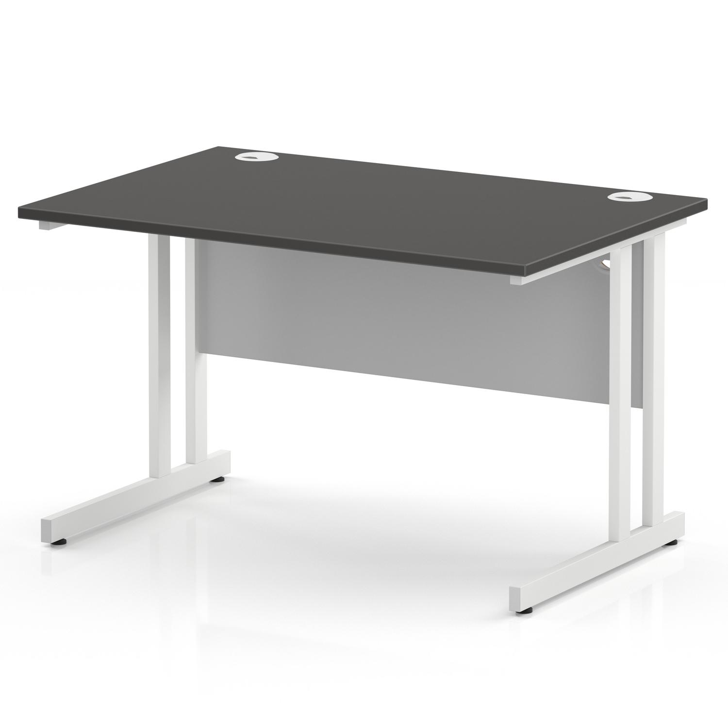 Impulse 1200 x 800mm Straight Office Desk Carbon Grey Top White Cantilever Leg Impulse 1200 x 800mm Straight Office Desk Carbon Grey Top White Cantilever Leg