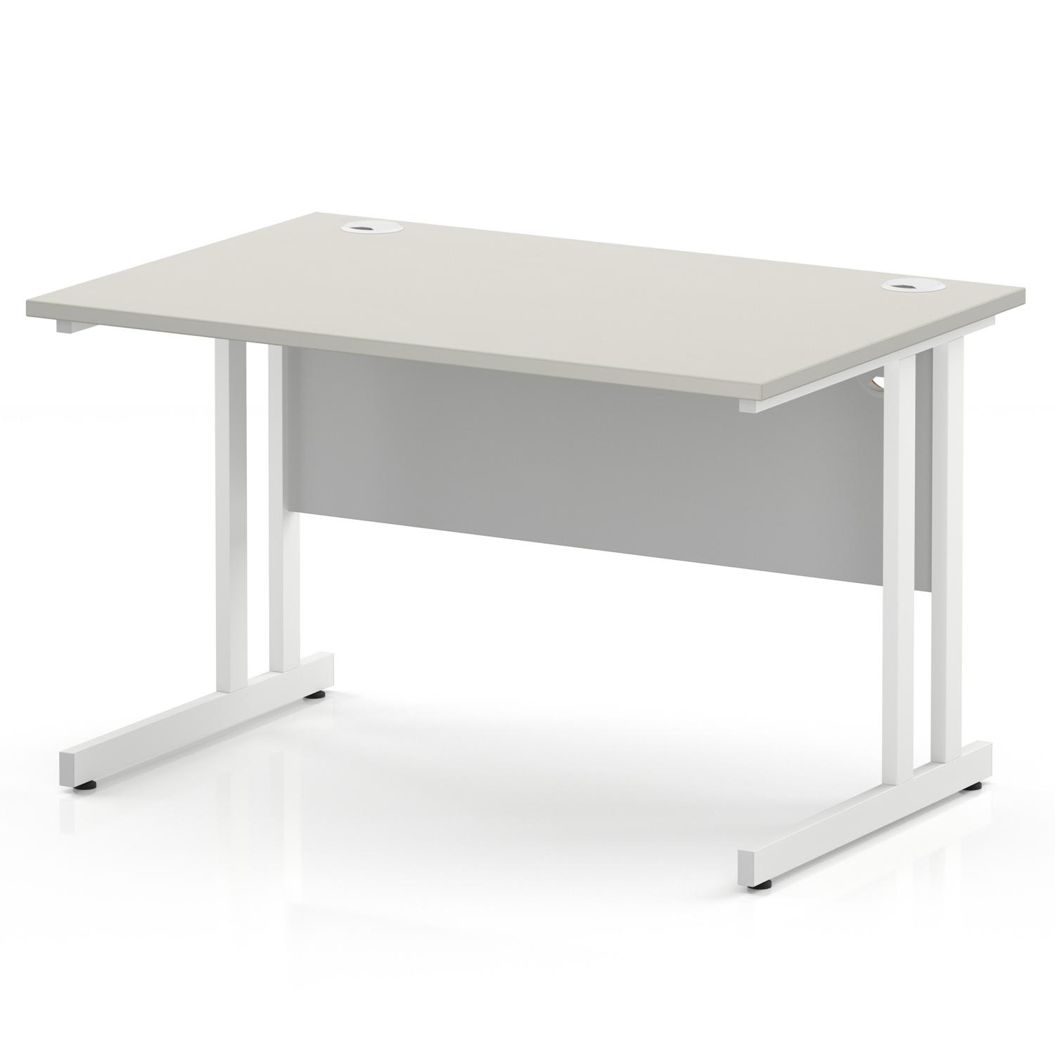 Impulse 1200 x 800mm Straight Office Desk Dove Grey Top White Cantilever Leg Impulse 1200 x 800mm Straight Office Desk Dove Grey Top White Cantilever Leg
