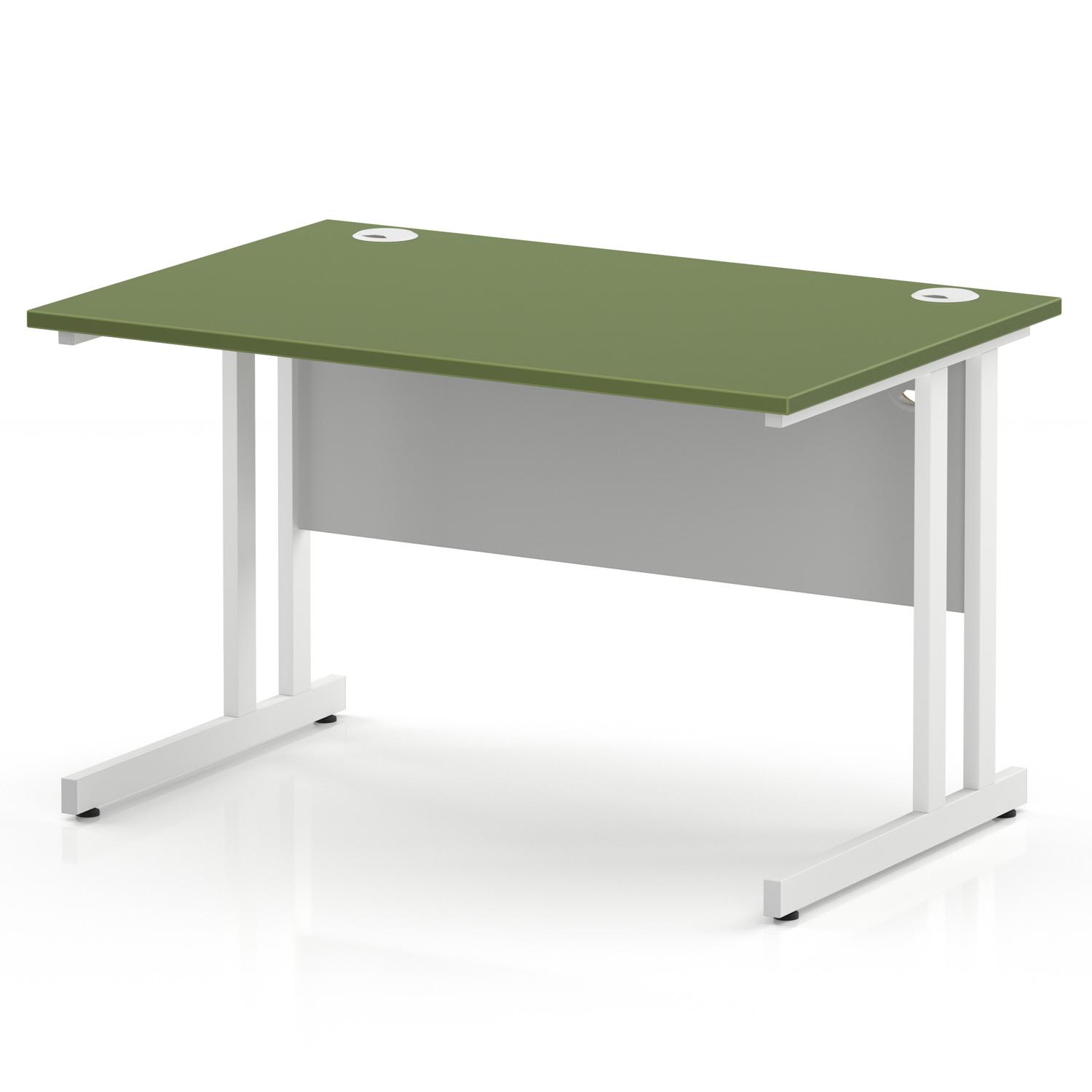 Impulse 1200 x 800mm Straight Office Desk Moss Green Top White Cantilever Leg Impulse 1200 x 800mm Straight Office Desk Moss Green Top White Cantilever Leg