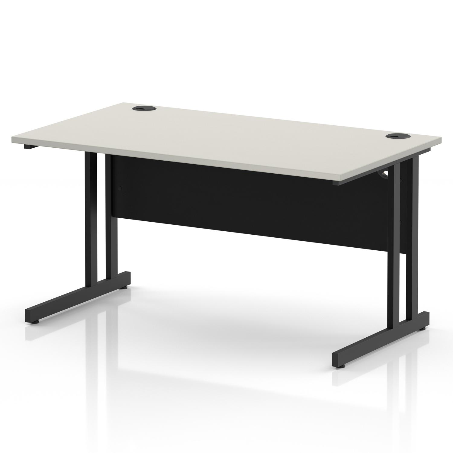 Impulse 1400 x 800mm Straight Office Desk Dove Grey Top Black Cantilever Leg Impulse 1400 x 800mm Straight Office Desk Dove Grey Top Black Cantilever Leg