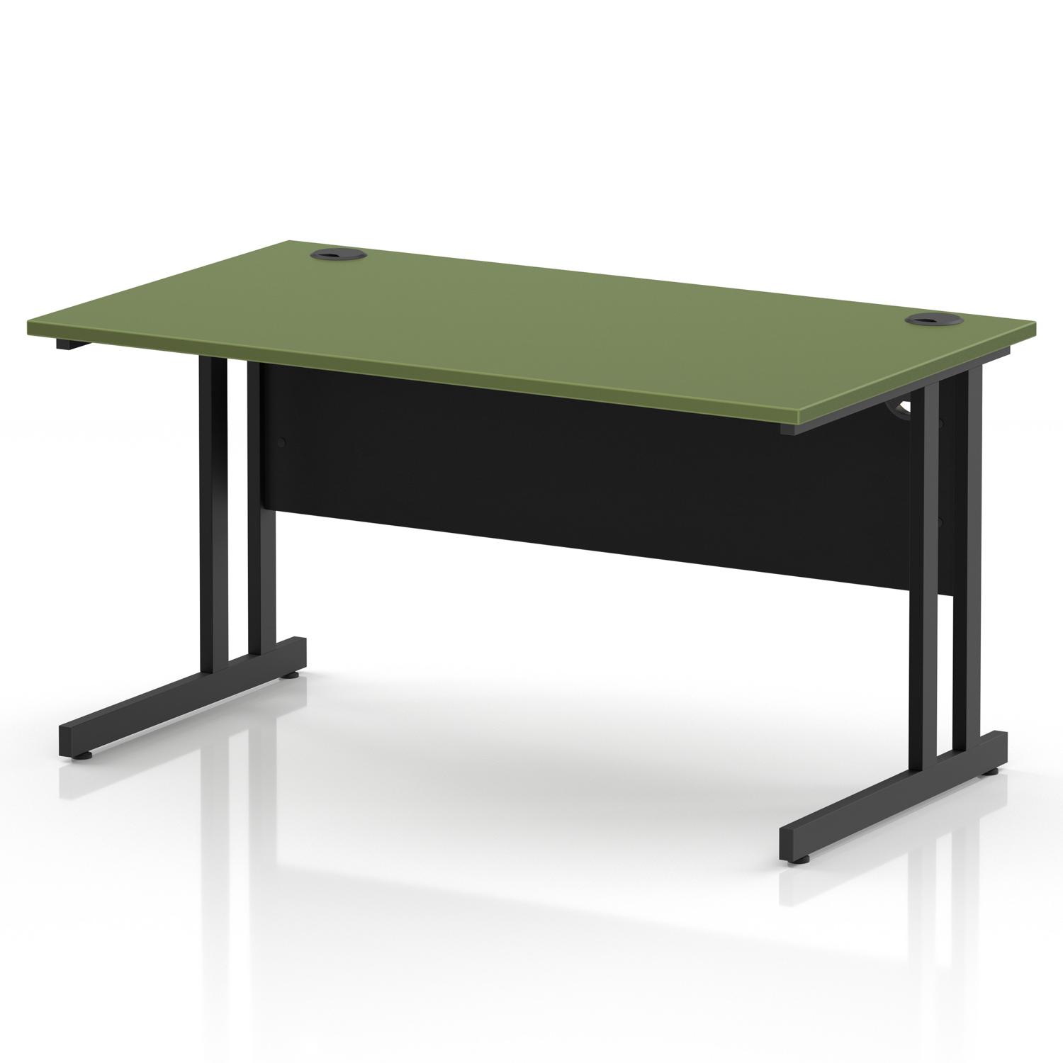 Impulse 1400 x 800mm Straight Office Desk Moss Green Top Black Cantilever Leg Impulse 1400 x 800mm Straight Office Desk Moss Green Top Black Cantilever Leg