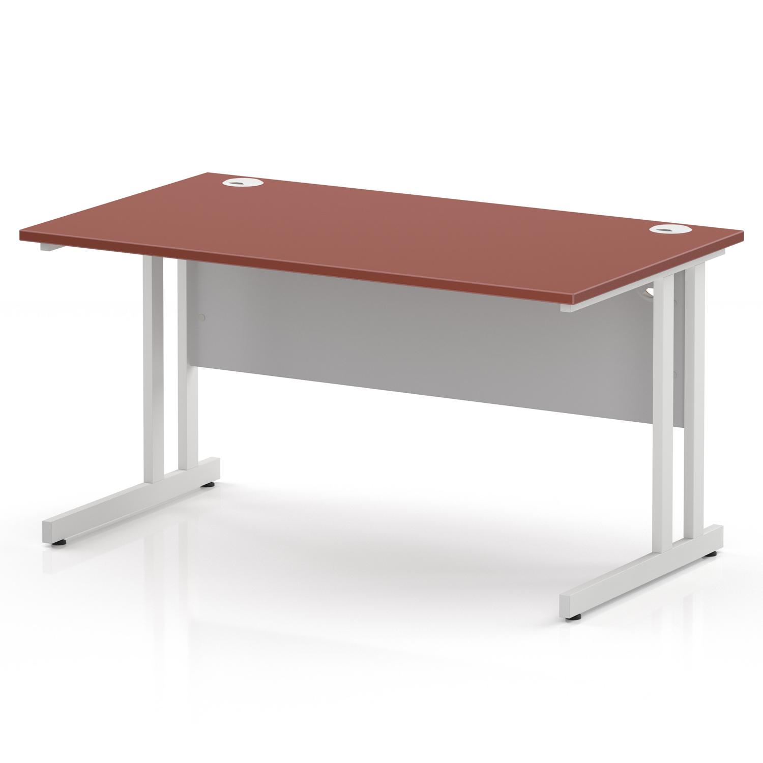 Impulse 1400 x 800mm Straight Office Desk Brick Red Top White Cantilever Leg Impulse 1400 x 800mm Straight Office Desk Brick Red Top White Cantilever Leg