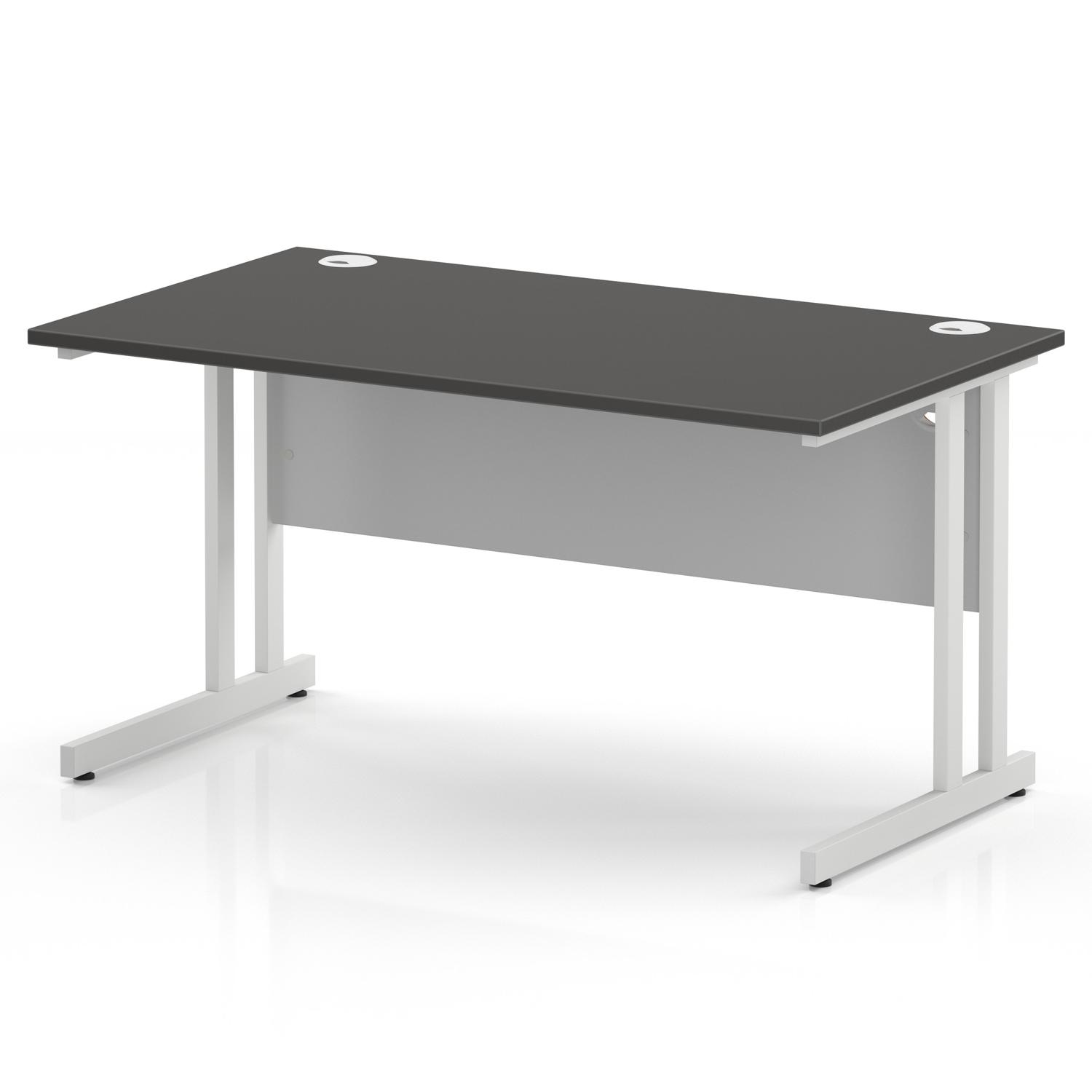 Impulse 1400 x 800mm Straight Office Desk Carbon Grey Top White Cantilever Leg Impulse 1400 x 800mm Straight Office Desk Carbon Grey Top White Cantilever Leg