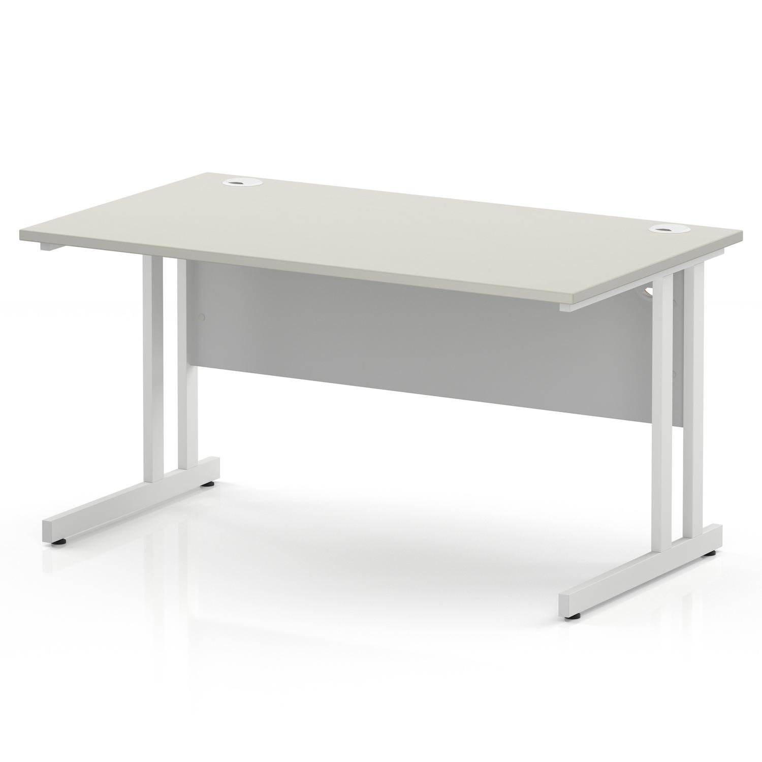 Impulse 1400 x 800mm Straight Office Desk Dove Grey Top White Cantilever Leg Impulse 1400 x 800mm Straight Office Desk Dove Grey Top White Cantilever Leg