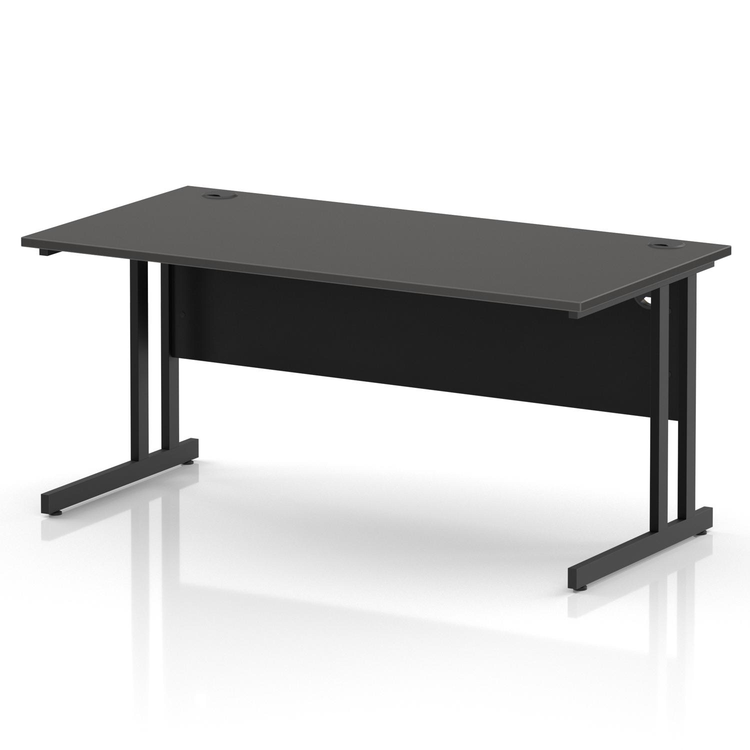Impulse 1600 x 800mm Straight Office Desk Carbon Grey Top Black Cantilever Leg Impulse 1600 x 800mm Straight Office Desk Carbon Grey Top Black Cantilever Leg