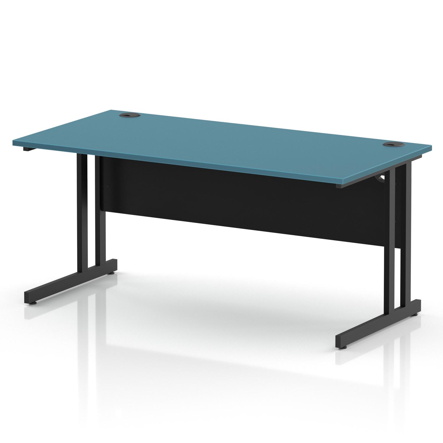 Impulse 1600 x 800mm Straight Office Desk Dark Teal Top Black Cantilever Leg Impulse 1600 x 800mm Straight Office Desk Dark Teal Top Black Cantilever Leg