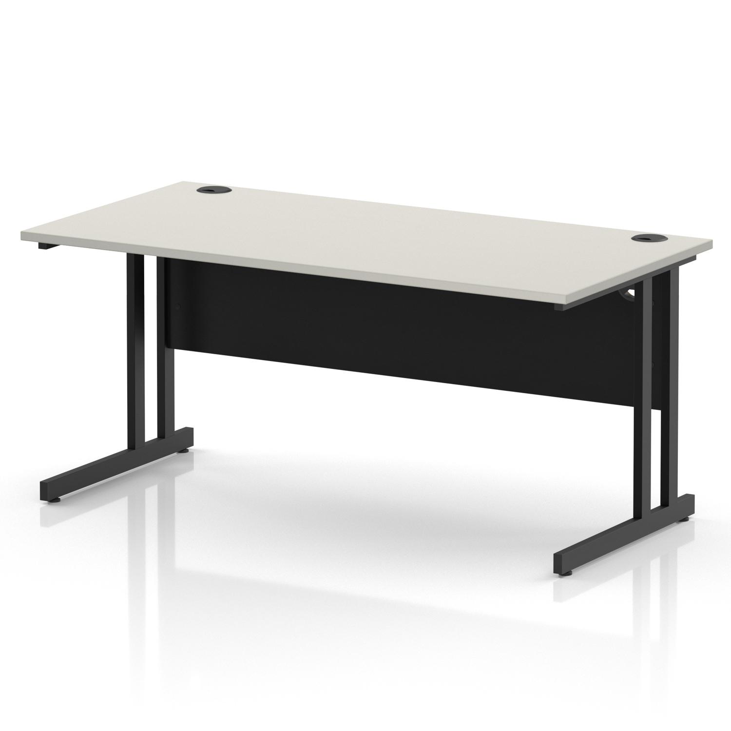 Impulse 1600 x 800mm Straight Office Desk Dove Grey Top Black Cantilever Leg Impulse 1600 x 800mm Straight Office Desk Dove Grey Top Black Cantilever Leg