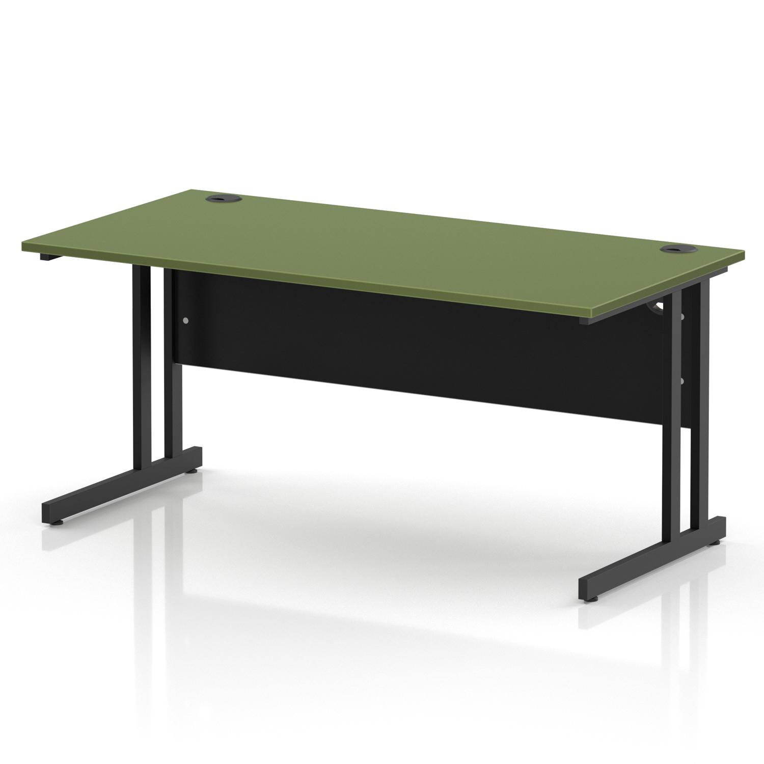 Impulse 1600 x 800mm Straight Office Desk Moss Green Top Black Cantilever Leg Impulse 1600 x 800mm Straight Office Desk Moss Green Top Black Cantilever Leg