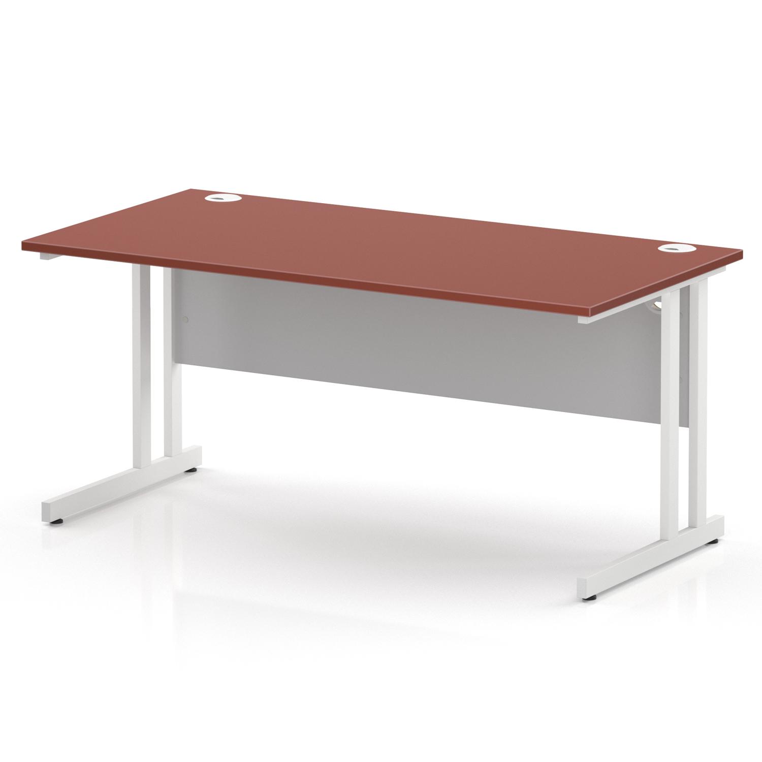 Impulse 1600 x 800mm Straight Office Desk Brick Red Top White Cantilever Leg