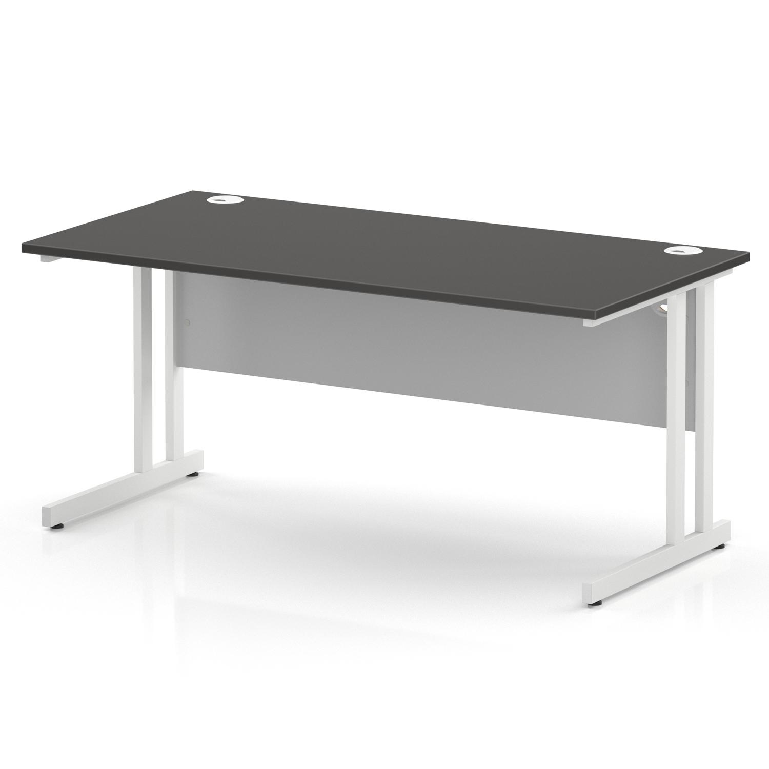 Impulse 1600 x 800mm Straight Office Desk Carbon Grey Top White Cantilever Leg Impulse 1600 x 800mm Straight Office Desk Carbon Grey Top White Cantilever Leg